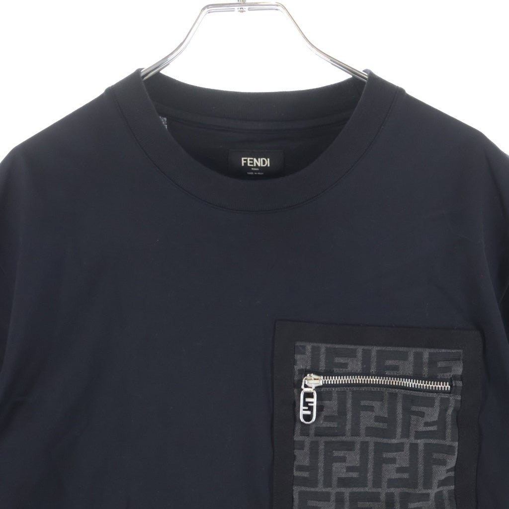 FENDI(フェンディ) FFロゴ ズッカ柄ポケット付き 半袖Tシャツ カットソー ブラック