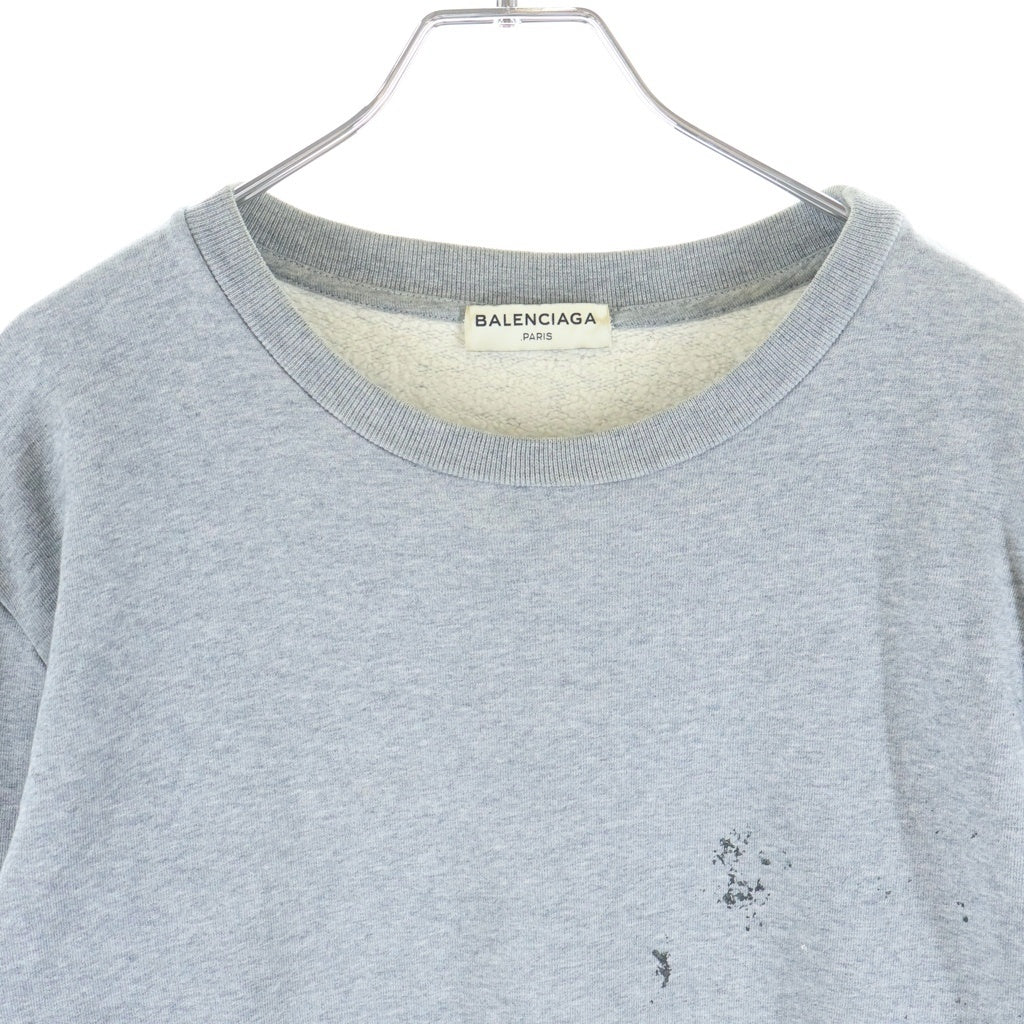 BALENCIAGA(バレンシアガ) 15AW ペイント加工 クルーネックスウェット トレーナー グレー 394093 TOK34
