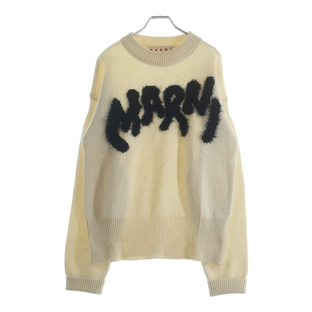 MARNI(マルニ) 22AW シェットランド フロント刺繍 クルーネック長袖ニット ベージュ GCMG0262Q0