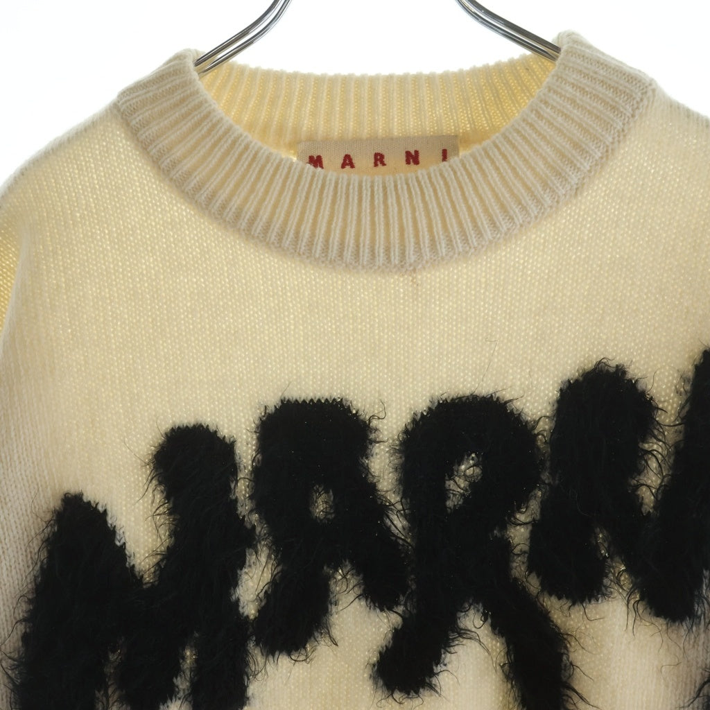 MARNI(マルニ) 22AW シェットランド フロント刺繍 クルーネック長袖ニット ベージュ GCMG0262Q0