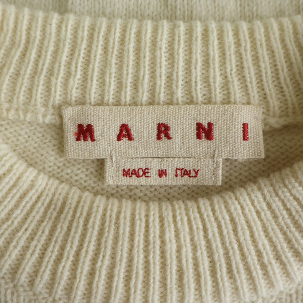 MARNI(マルニ) 22AW シェットランド フロント刺繍 クルーネック長袖ニット ベージュ GCMG0262Q0