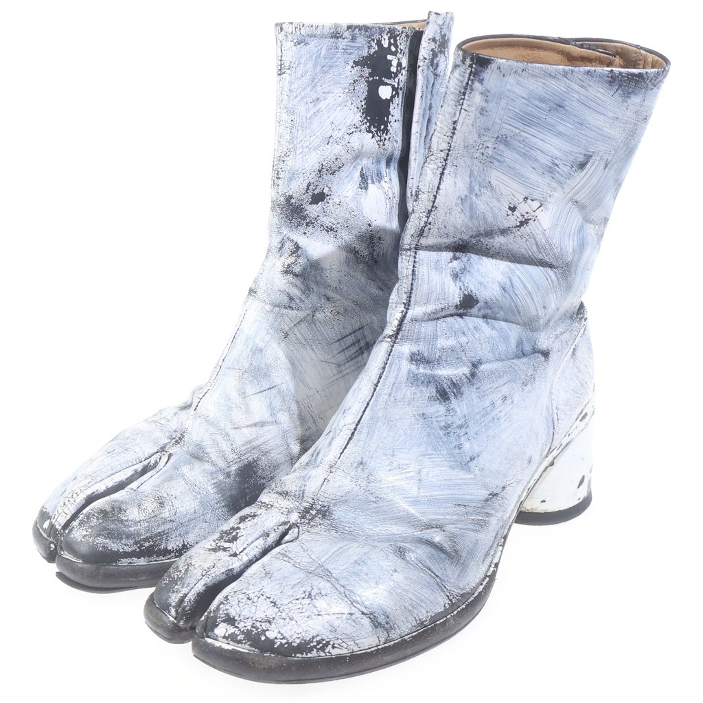 Maison Margiela(メゾンマルジェラ) TABI BOOTS タビ ペンキアンクルレザーブーツ ブラック/ホワイト S57WU0132