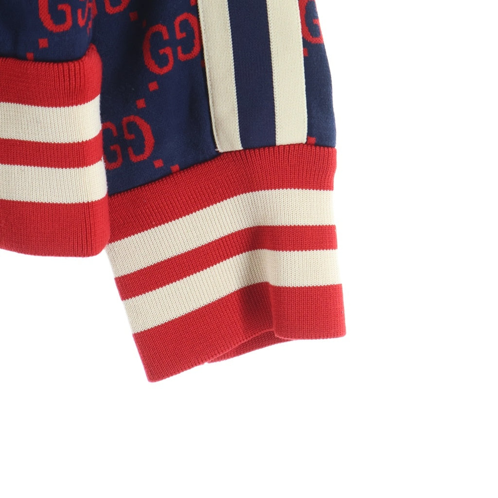 GUCCI(グッチ) 18SS GG Jacquard Cotton Jacket GGジャガード コットンジャケット 総柄トラックジャケット ネイビー/レッド 496919 X9L13