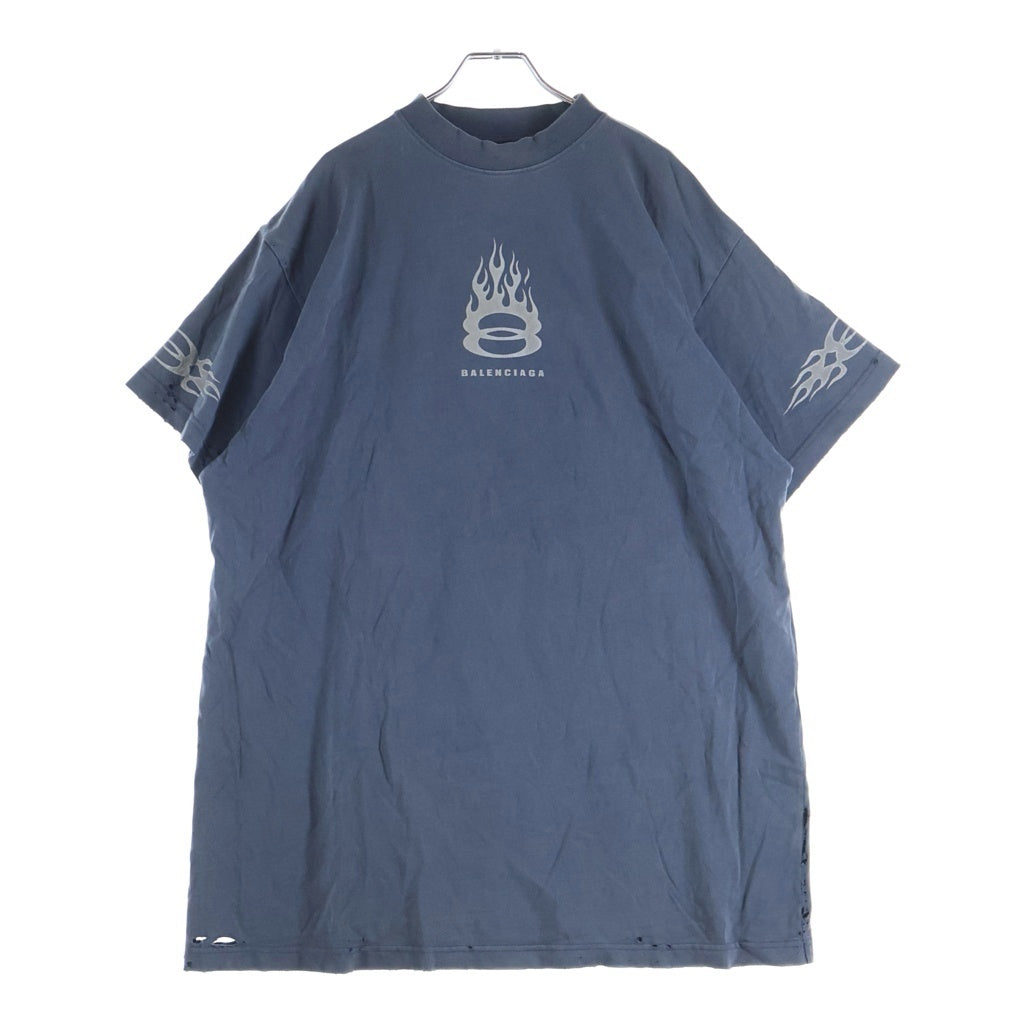 BALENCIAGA(バレンシアガ) 24SS FLAME SHORT SLEEVE T-SHIRT フレイムロゴ半袖Tシャツ カットソー ブルー 787349 TQVW7
