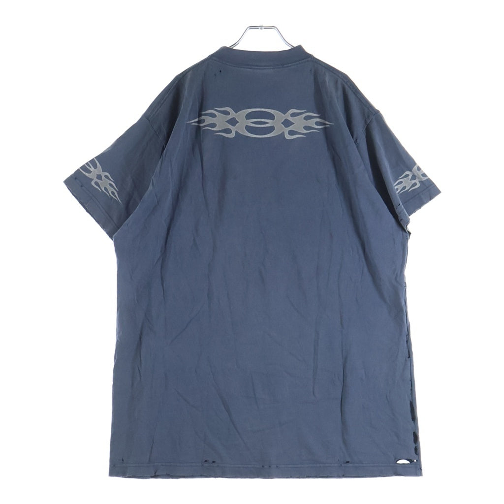 BALENCIAGA(バレンシアガ) 24SS FLAME SHORT SLEEVE T-SHIRT フレイムロゴ半袖Tシャツ カットソー ブルー 787349 TQVW7
