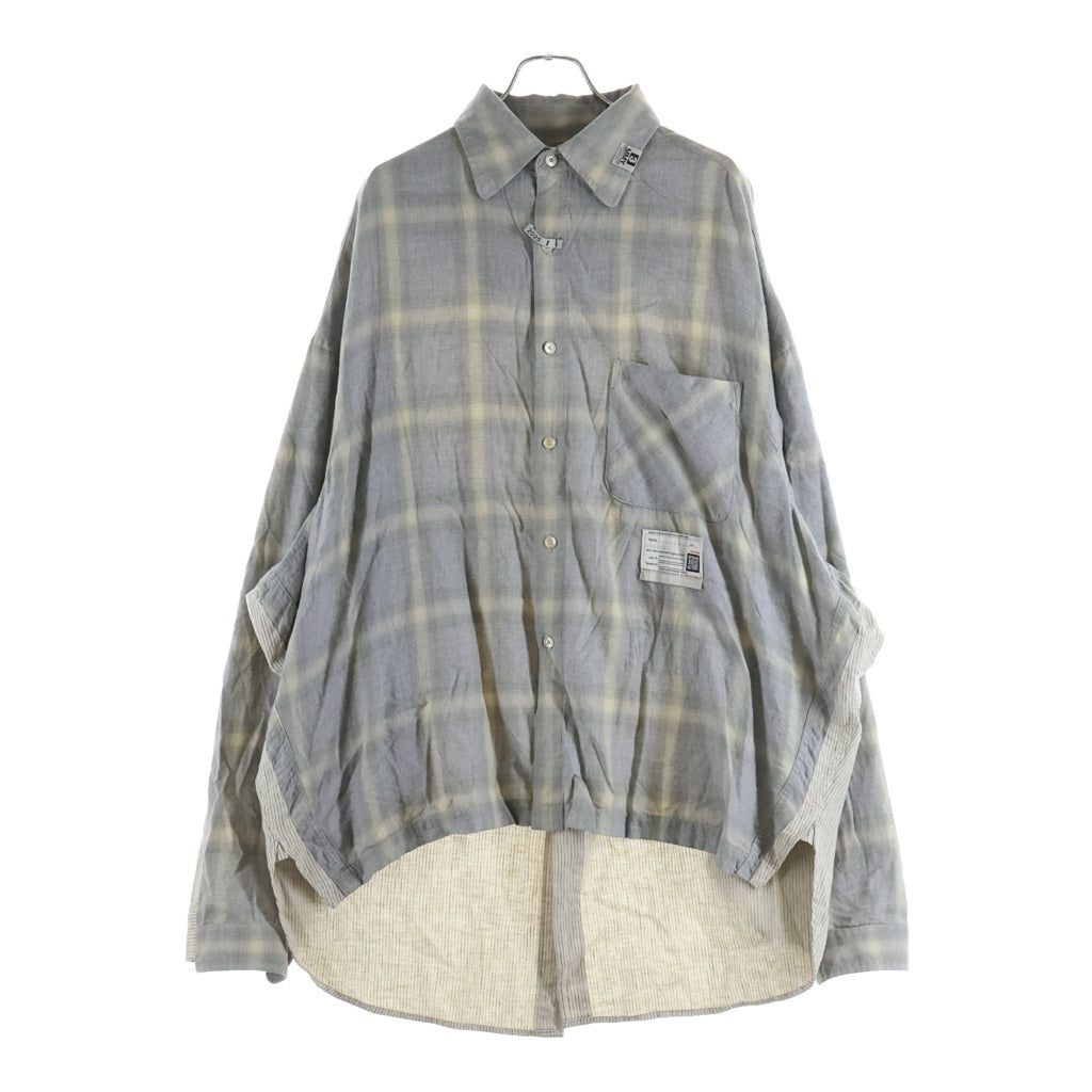 MAISON MIHARAYASUHIRO(メゾンミハラヤスヒロ) BOTH FRONTS RELAXED FIT LONG SLEEVE SHIRT ボスフロント リバーシブル長袖シャツ グレー A14SH081