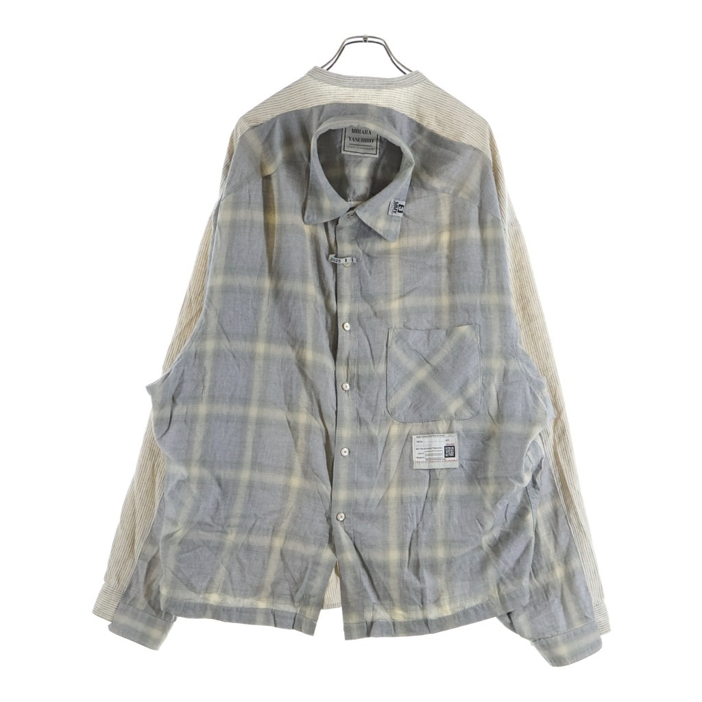 MAISON MIHARAYASUHIRO(メゾンミハラヤスヒロ) BOTH FRONTS RELAXED FIT LONG SLEEVE SHIRT ボスフロント リバーシブル長袖シャツ グレー A14SH081