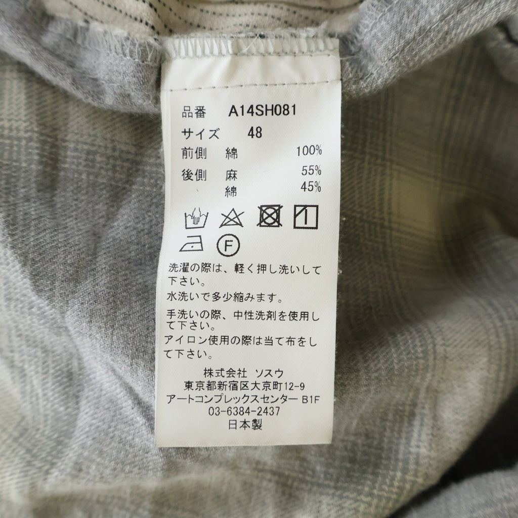 MAISON MIHARAYASUHIRO(メゾンミハラヤスヒロ) BOTH FRONTS RELAXED FIT LONG SLEEVE SHIRT ボスフロント リバーシブル長袖シャツ グレー A14SH081