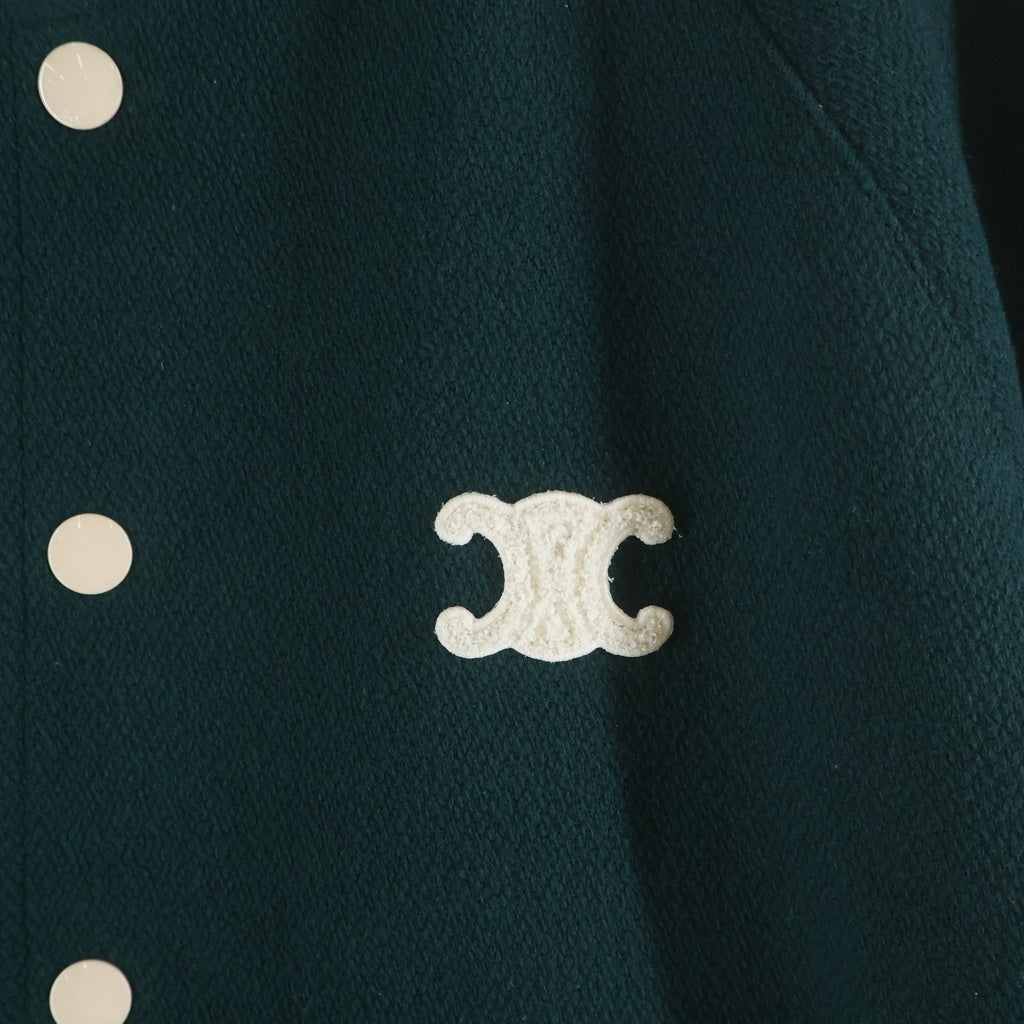 CELINE(セリーヌ) 25SS TRIOMPHE TEDDY JACKET トリンオフ ボタンアップ ウールテディジャケット グリーン RV0L4896C-31VP