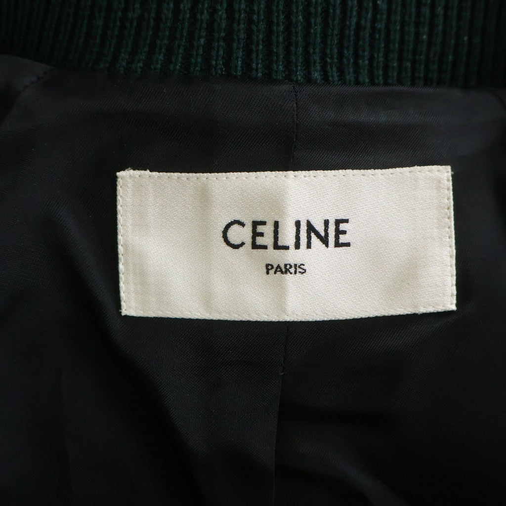 CELINE(セリーヌ) 25SS TRIOMPHE TEDDY JACKET トリンオフ ボタンアップ ウールテディジャケット グリーン RV0L4896C-31VP
