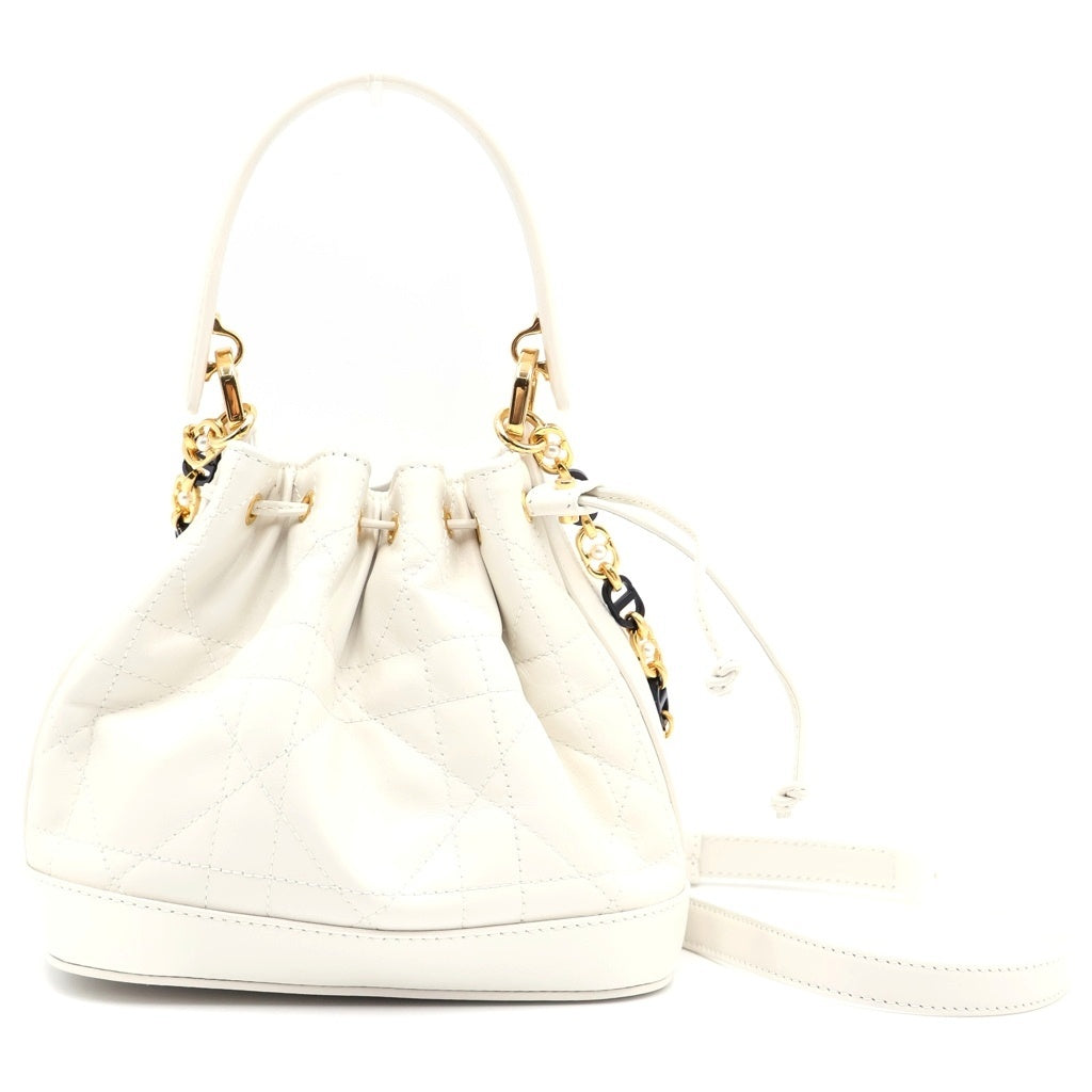Christian Dior(クリスチャンディオール) ジョリエ バケットバッグ ラムスキン ホワイト GD金具 M2780UNKW レディース