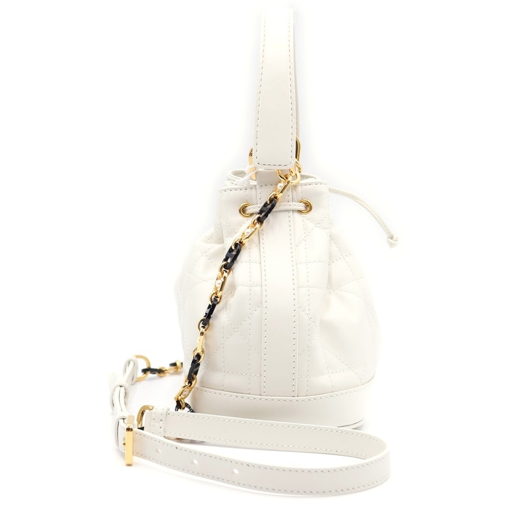 Christian Dior(クリスチャンディオール) ジョリエ バケットバッグ ラムスキン ホワイト GD金具 M2780UNKW レディース