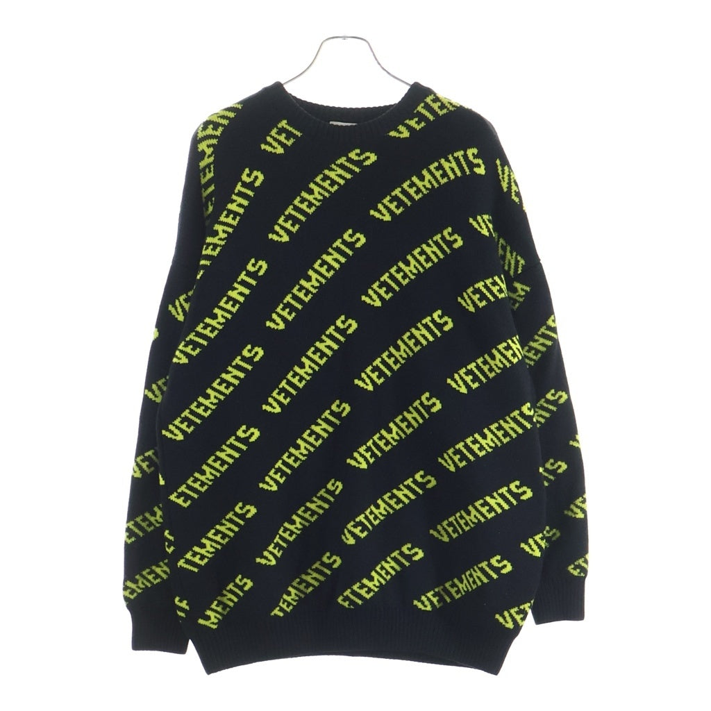VETEMENTS(ヴェトモン) 21AW ロゴ総柄 ジャガードニット セーター ブラック UA52KN600B UA52KN600B