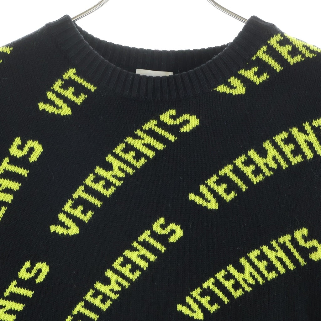 VETEMENTS(ヴェトモン) 21AW ロゴ総柄 ジャガードニット セーター ブラック UA52KN600B UA52KN600B