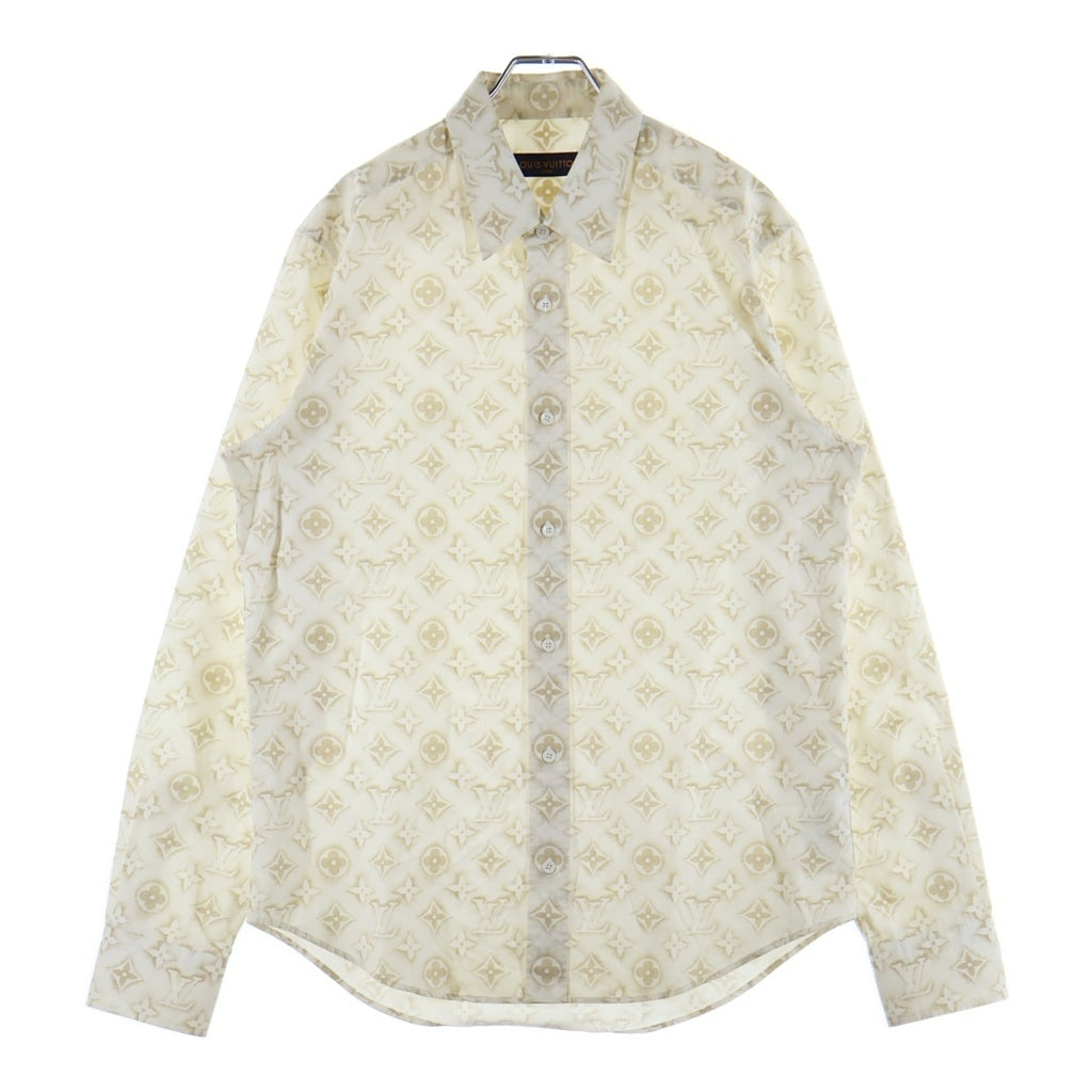 LOUIS VUITTON(ルイヴィトン) モノグラムサンド総柄 襟付き長袖シャツ ホワイト RM232MZR6 HPS33W