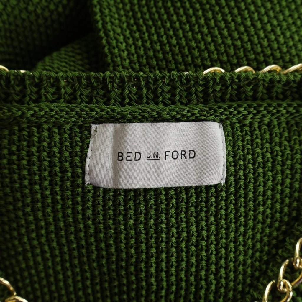 BED J.W. FORD(ベッドフォード) 25SS Chain Knit チェーンニット カーディガン グリーン/ゴールド 25SS-B-KT01