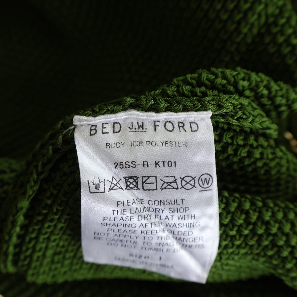 BED J.W. FORD(ベッドフォード) 25SS Chain Knit チェーンニット カーディガン グリーン/ゴールド 25SS-B-KT01