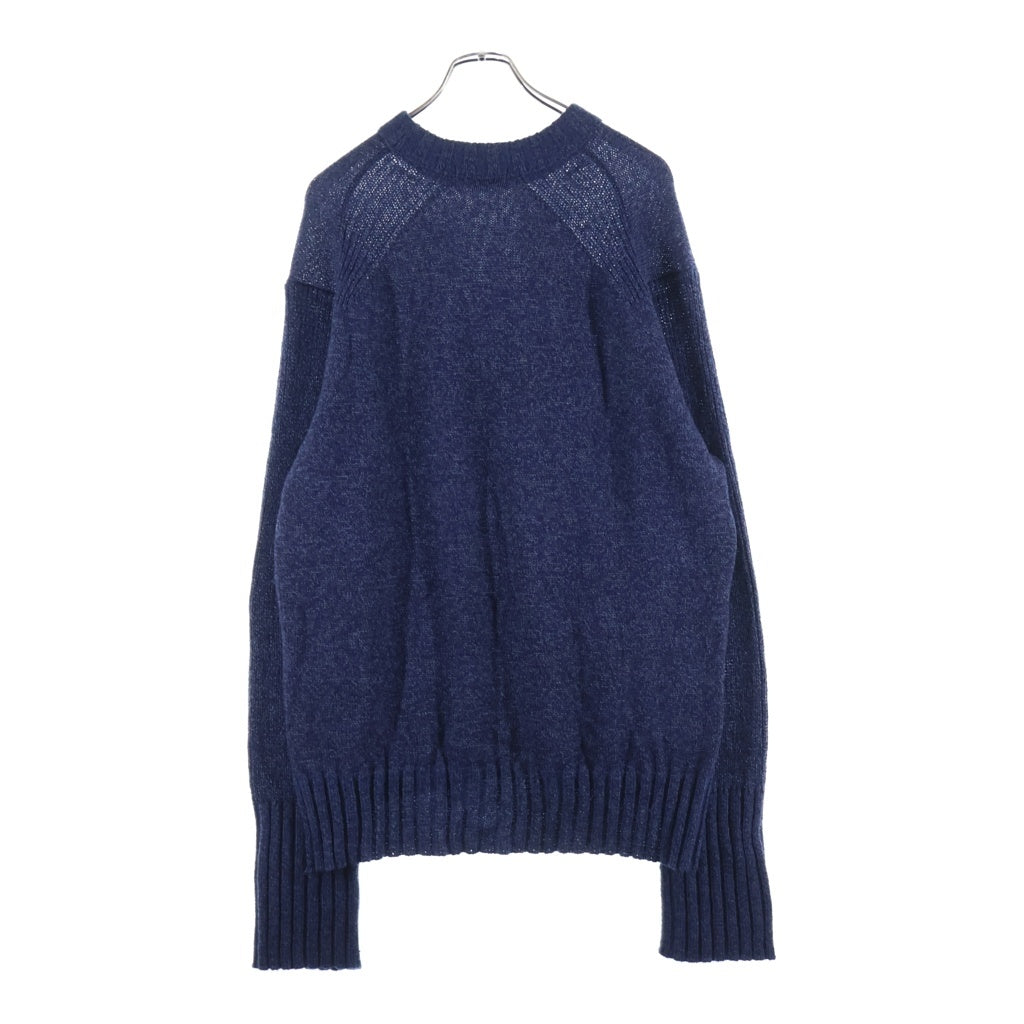 Yohji Yamamoto POUR HOMME(ヨウジヤマモト プールオム) 22AW 5G PLATING RIB DROP NEEDLE プレーティング リブドロップ クルーネック ニットセーター ブルー HE-K31-986