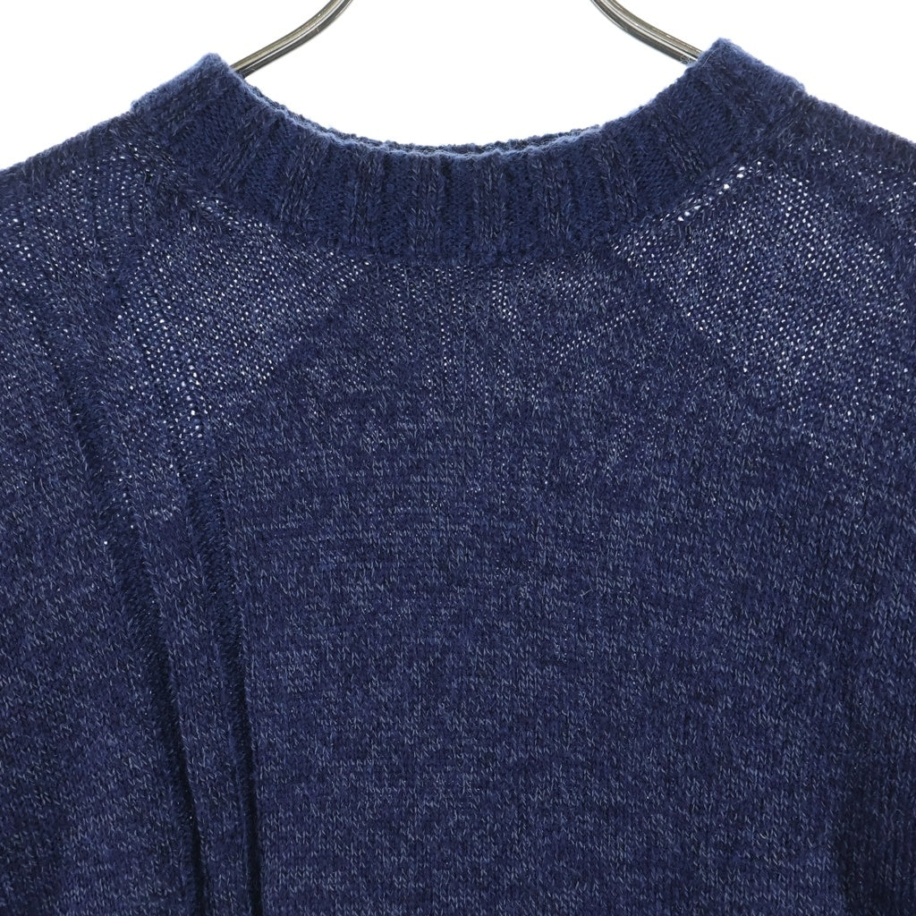 Yohji Yamamoto POUR HOMME(ヨウジヤマモト プールオム) 22AW 5G PLATING RIB DROP NEEDLE プレーティング リブドロップ クルーネック ニットセーター ブルー HE-K31-986