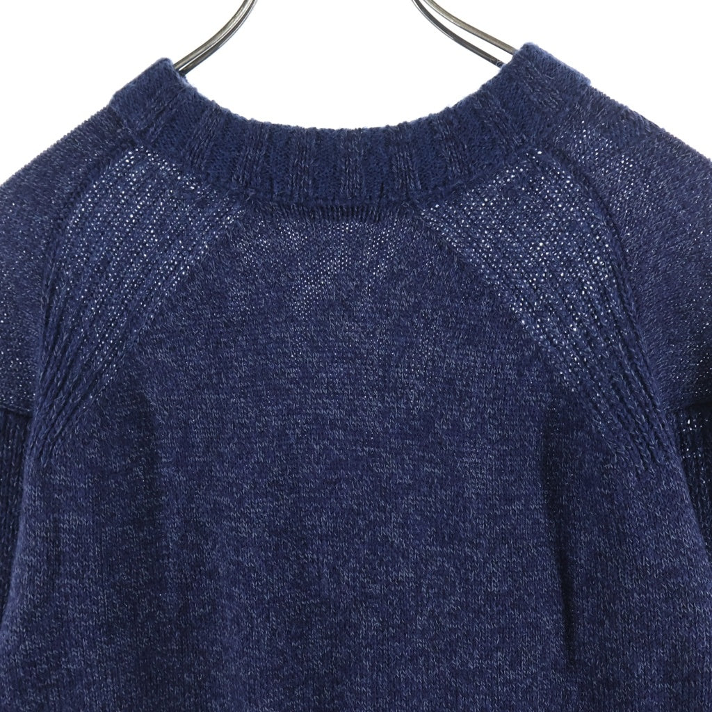Yohji Yamamoto POUR HOMME(ヨウジヤマモト プールオム) 22AW 5G PLATING RIB DROP NEEDLE プレーティング リブドロップ クルーネック ニットセーター ブルー HE-K31-986