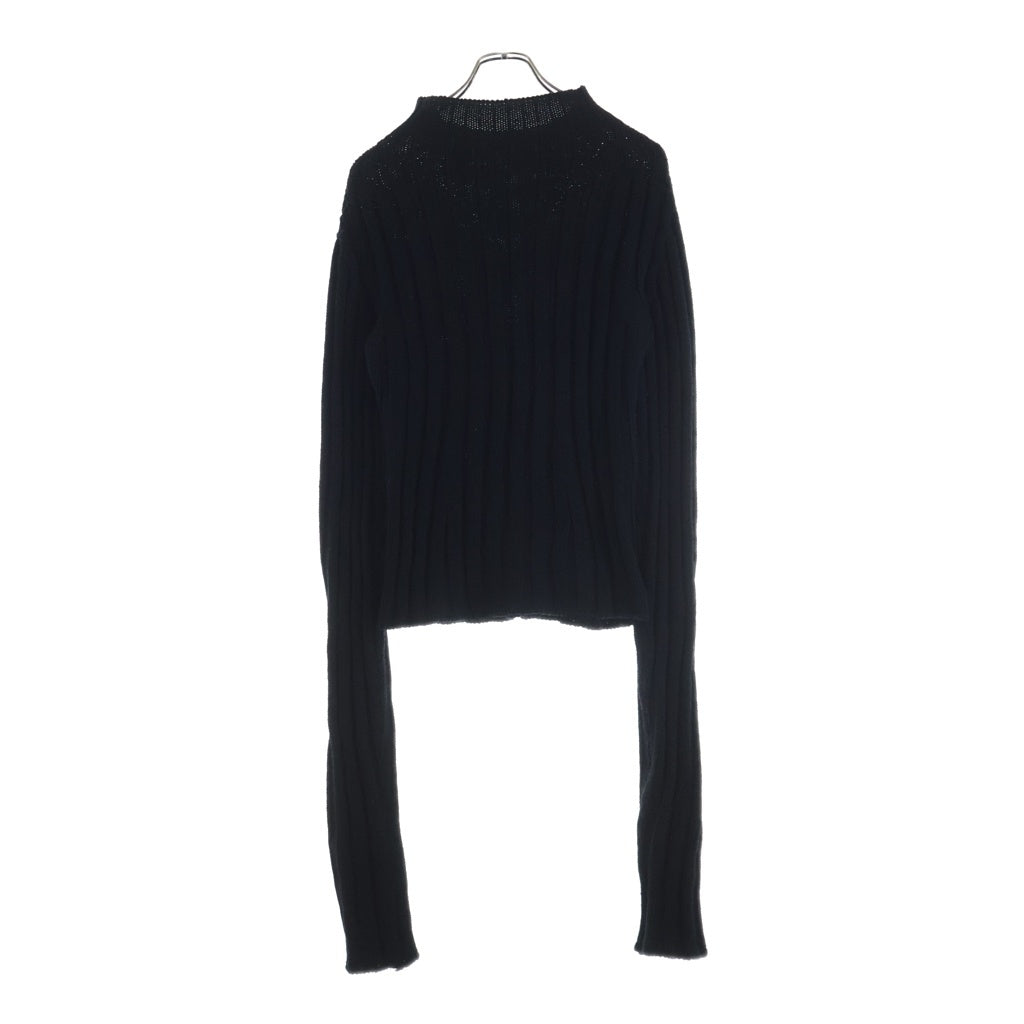 ANN DEMEULEMEESTER(アンドゥムルメステール) Warr Rib Sweater ヴァール リブハイネックセーター ニット ブラック B0011663KN026099