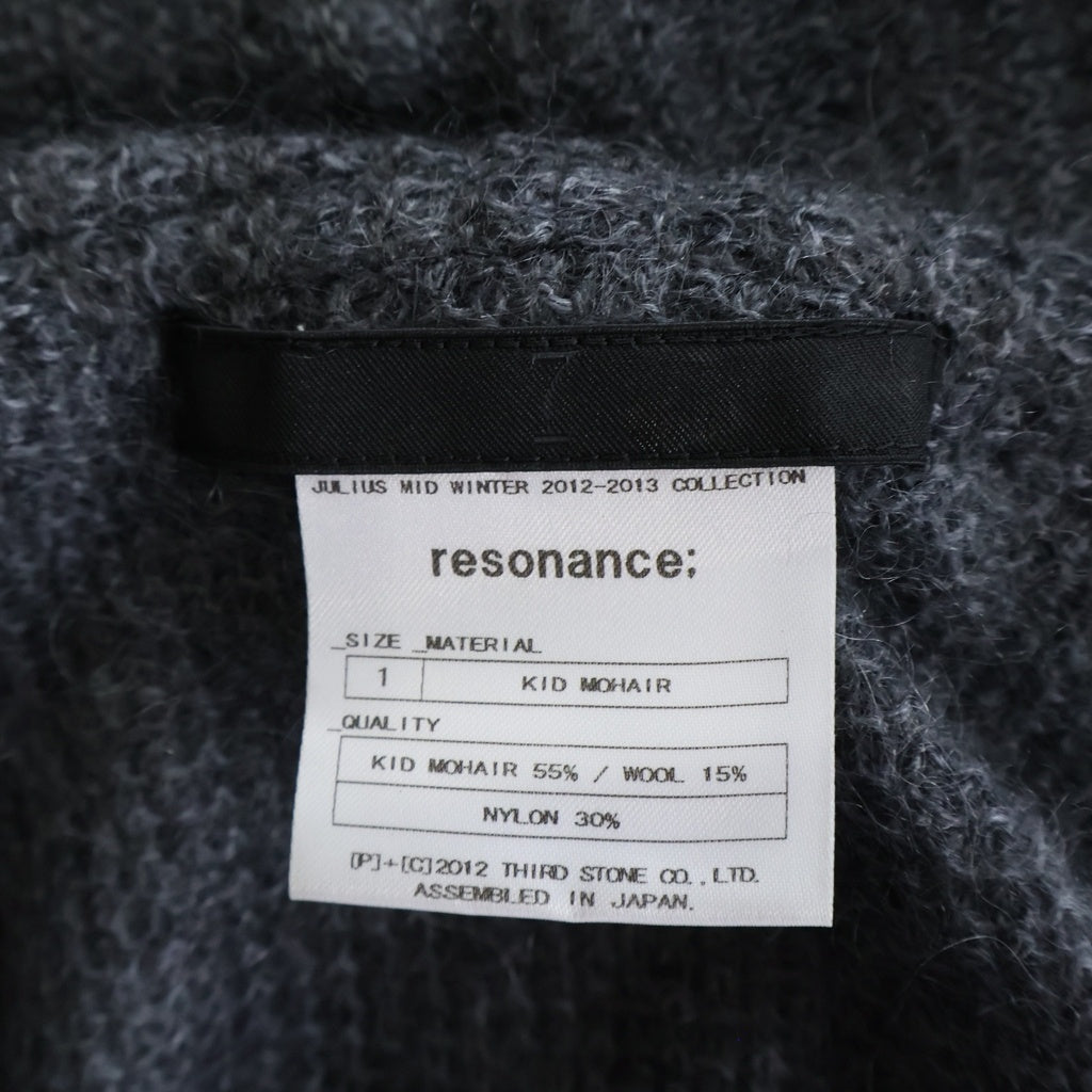 JULIUS(ユリウス) KID MOHAIR 変形キッドモヘアカーディガン グレー