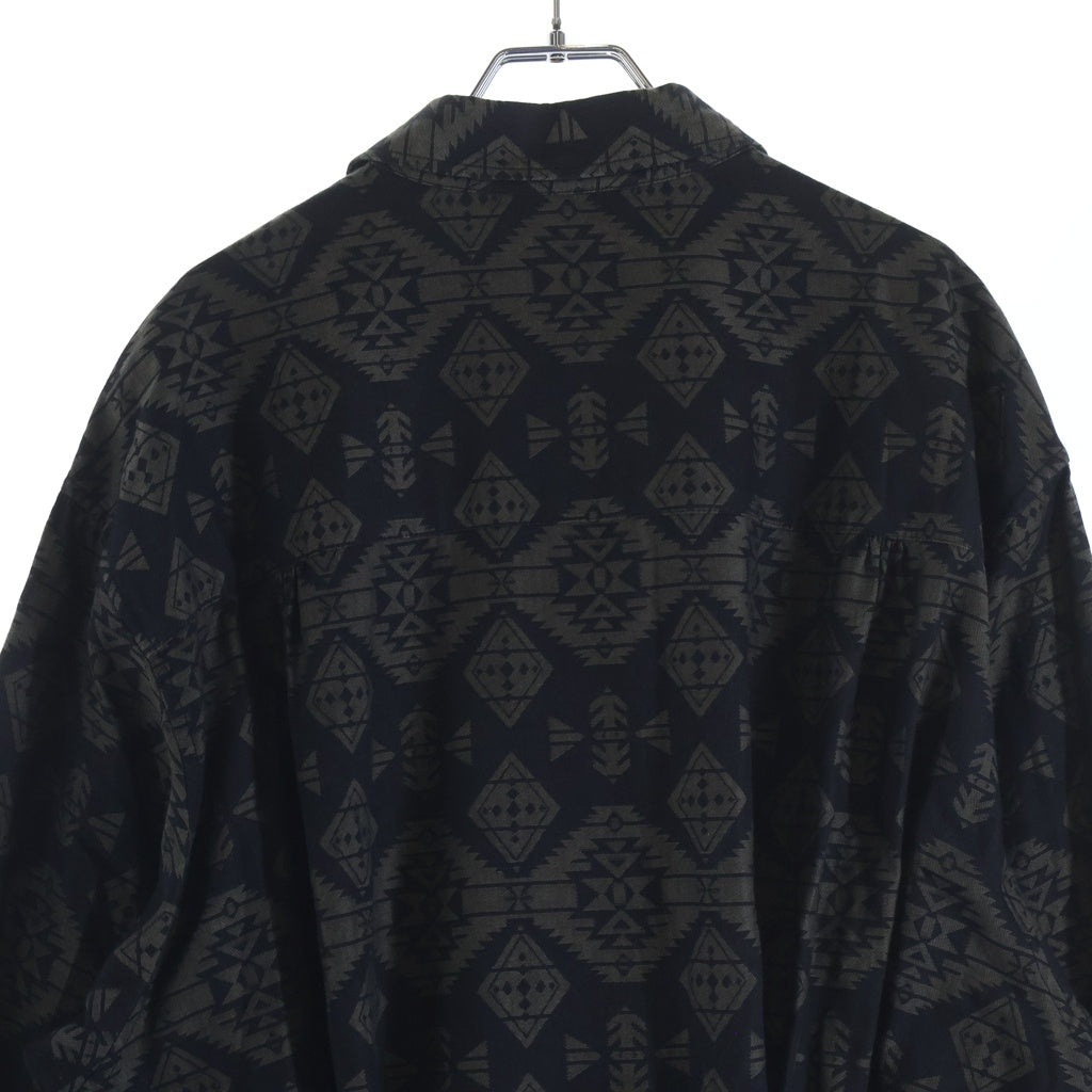 Yohji Yamamoto POUR HOMME(ヨウジヤマモト プールオム) 左二重柄ガウンBコート 総柄ロングコート ブラウン HJ-B66-015