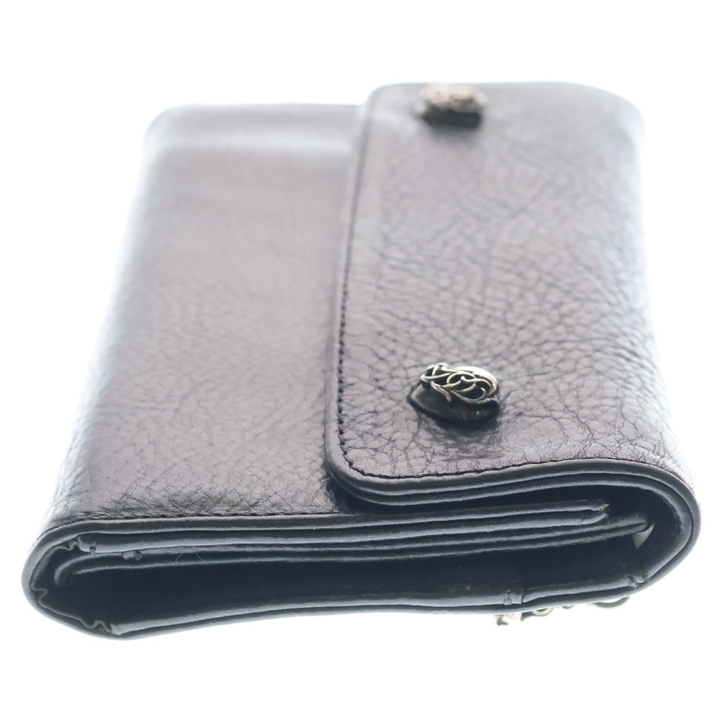 CHROME HEARTS(クロムハーツ) WAVE ウェーブ ハートボタン レザーウォレット 財布 ブラック