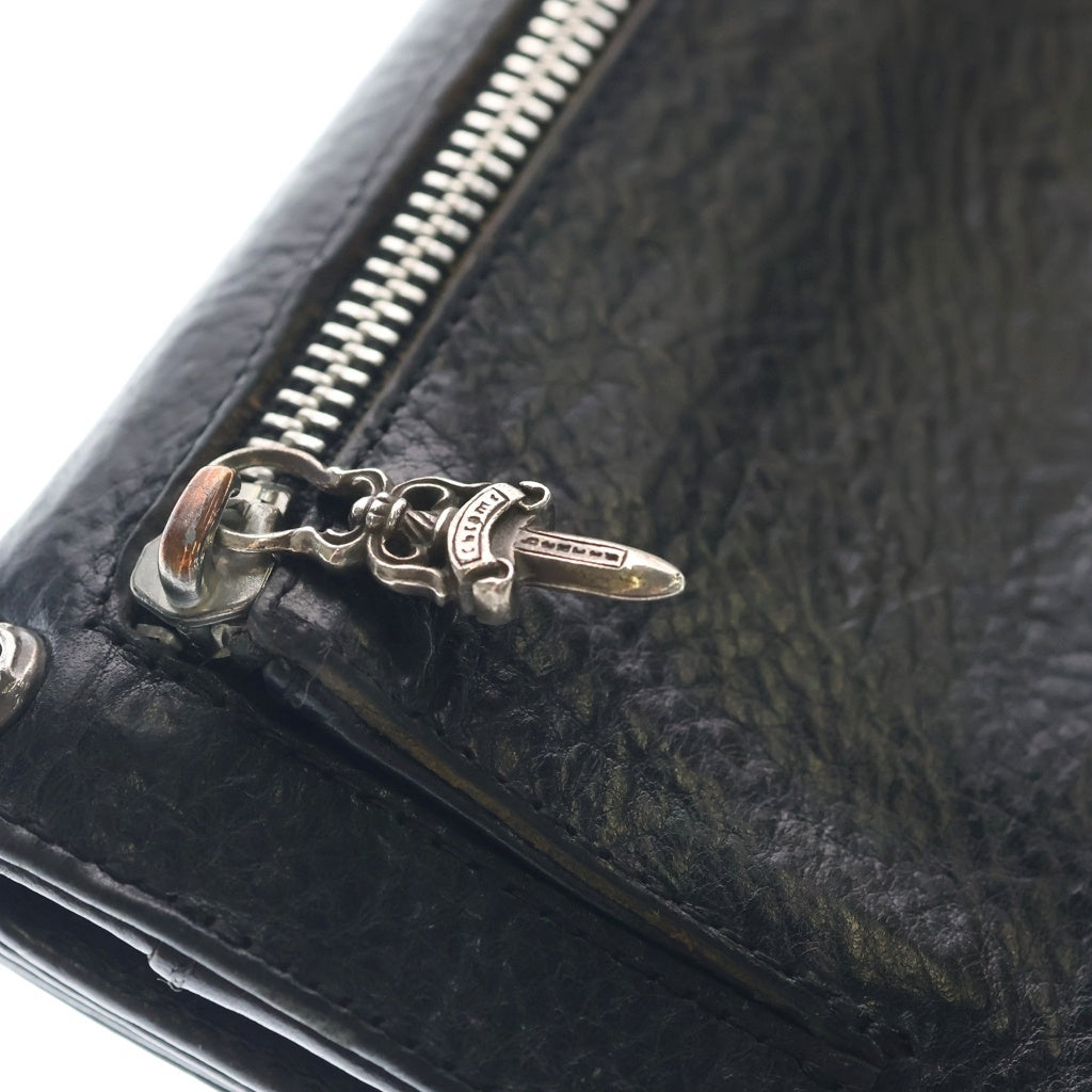 CHROME HEARTS(クロムハーツ) WAVE ウェーブ ハートボタン レザーウォレット 財布 ブラック