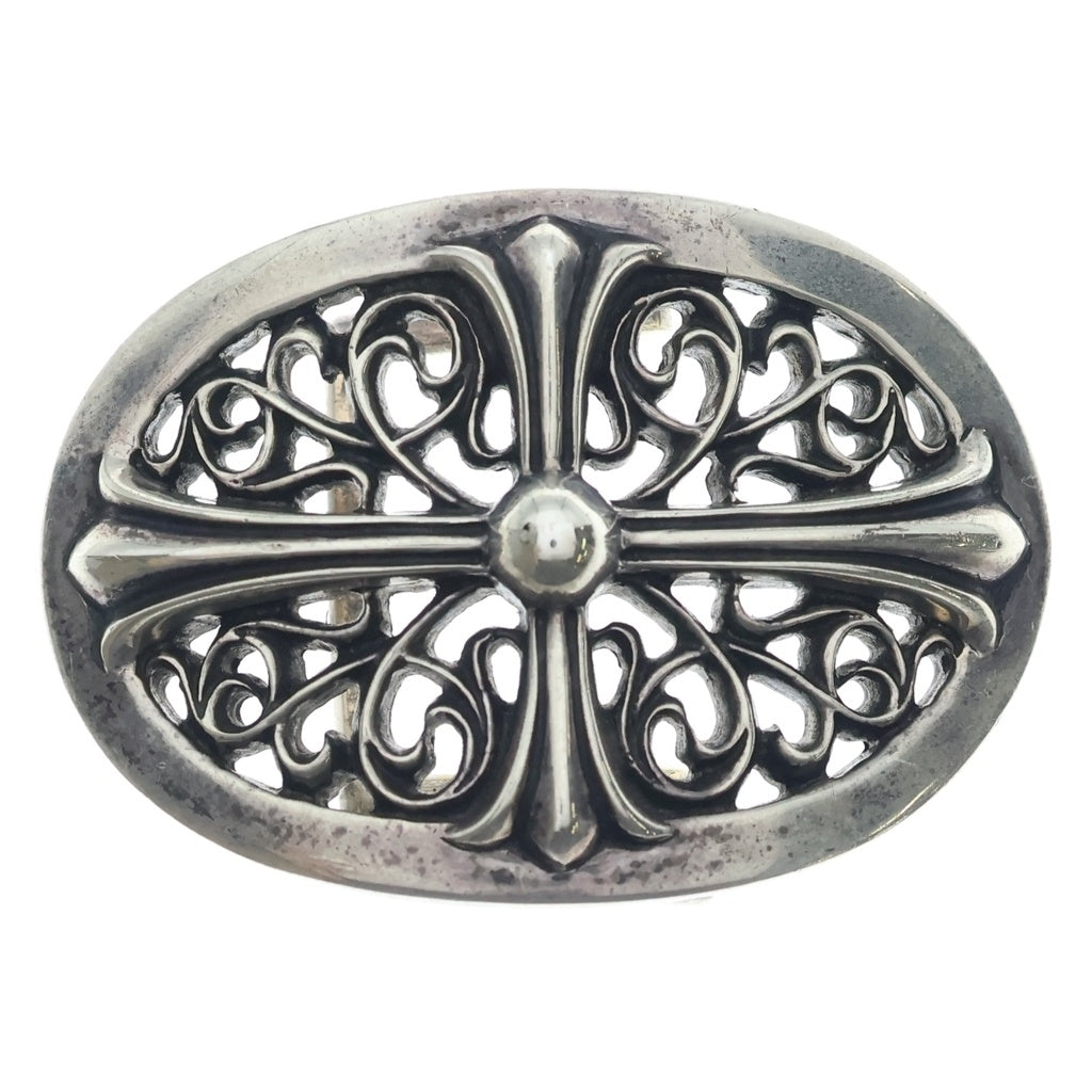 CHROME HEARTS(クロムハーツ) OVAL CROSS STRAP1.0 クラシックオーバルクロスバックル レザーベルト シルバー