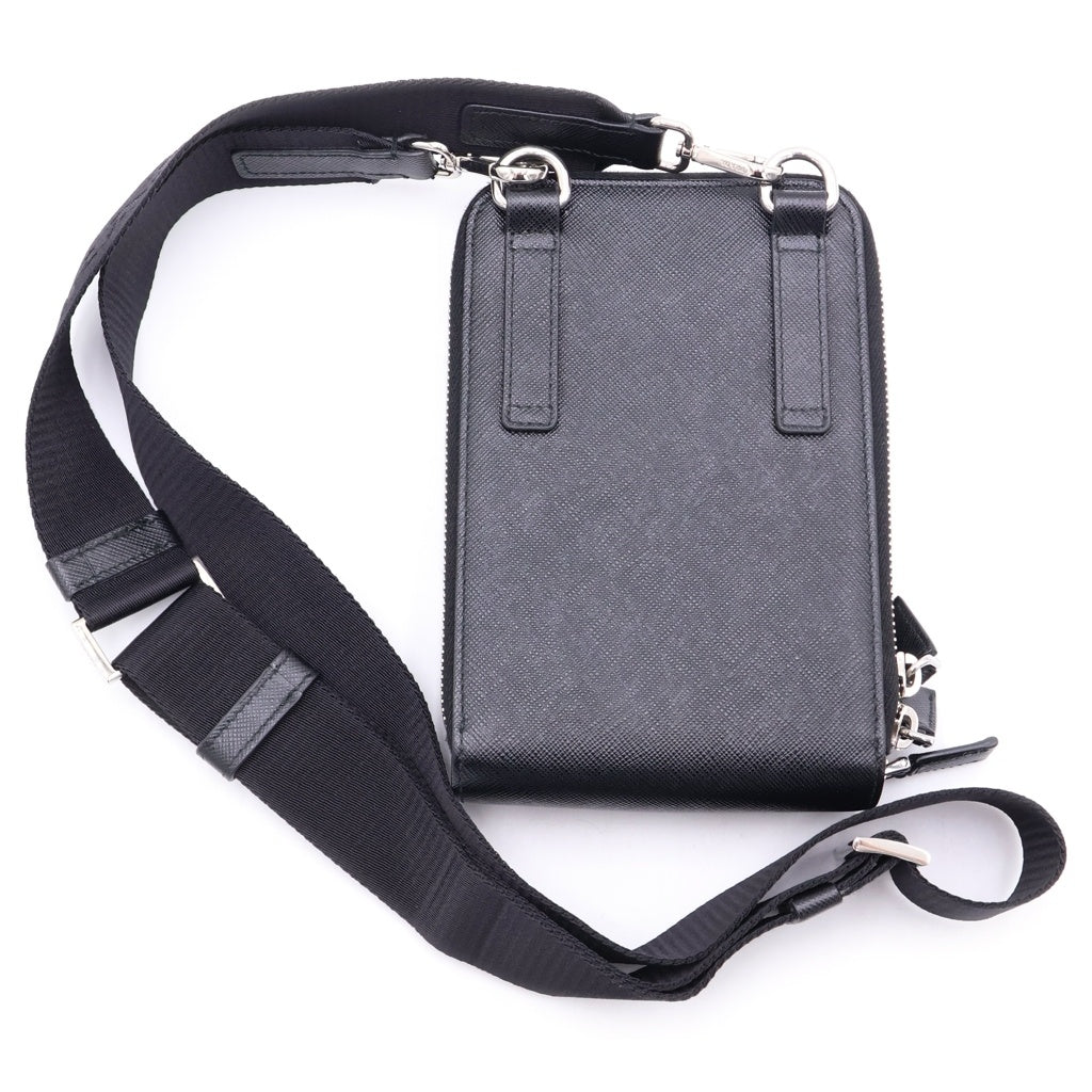 PRADA(プラダ) サフィアーノ トライアングルロゴ レザーショルダーバッグ ブラック 2ZH126 レディース