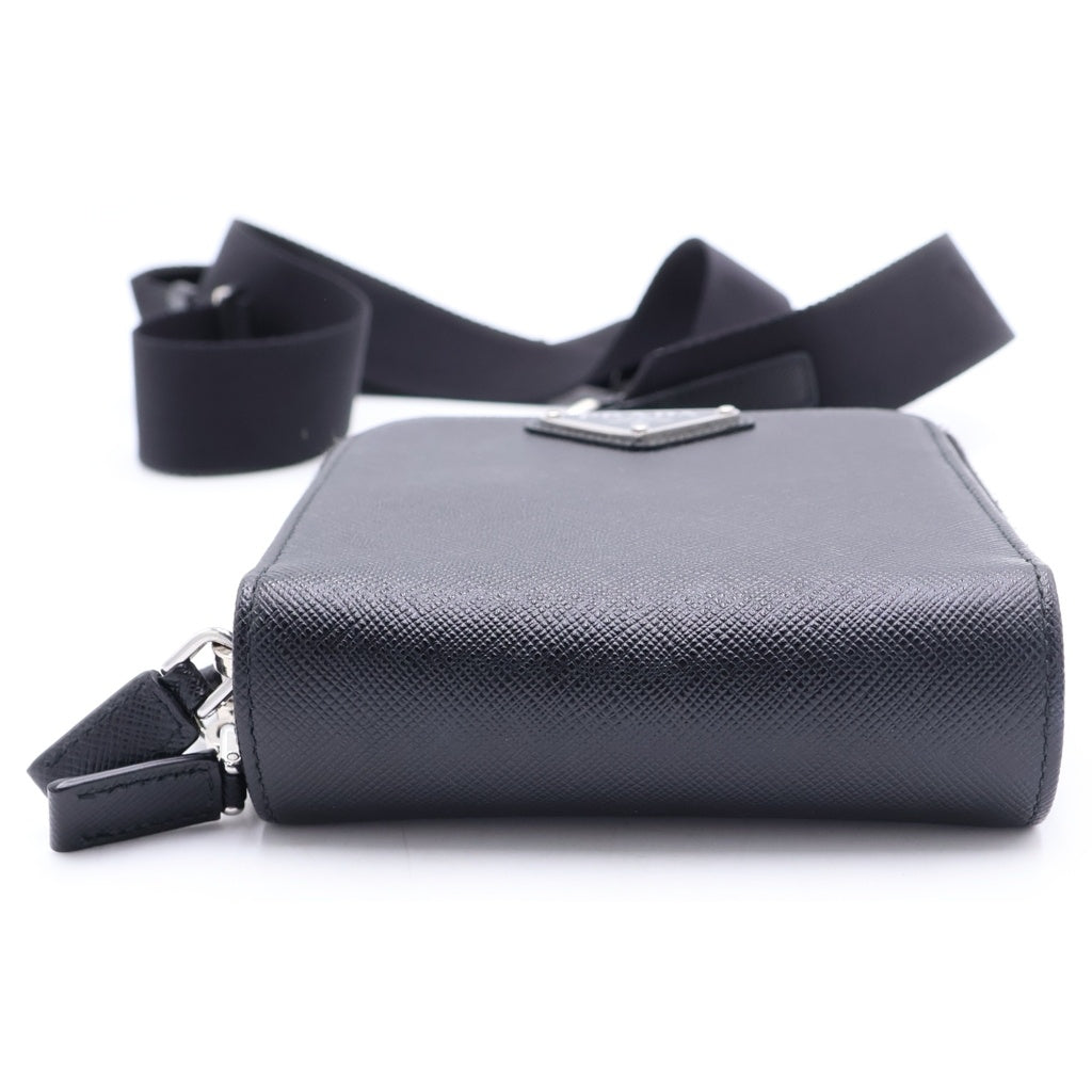 PRADA(プラダ) サフィアーノ トライアングルロゴ レザーショルダーバッグ ブラック 2ZH126 レディース