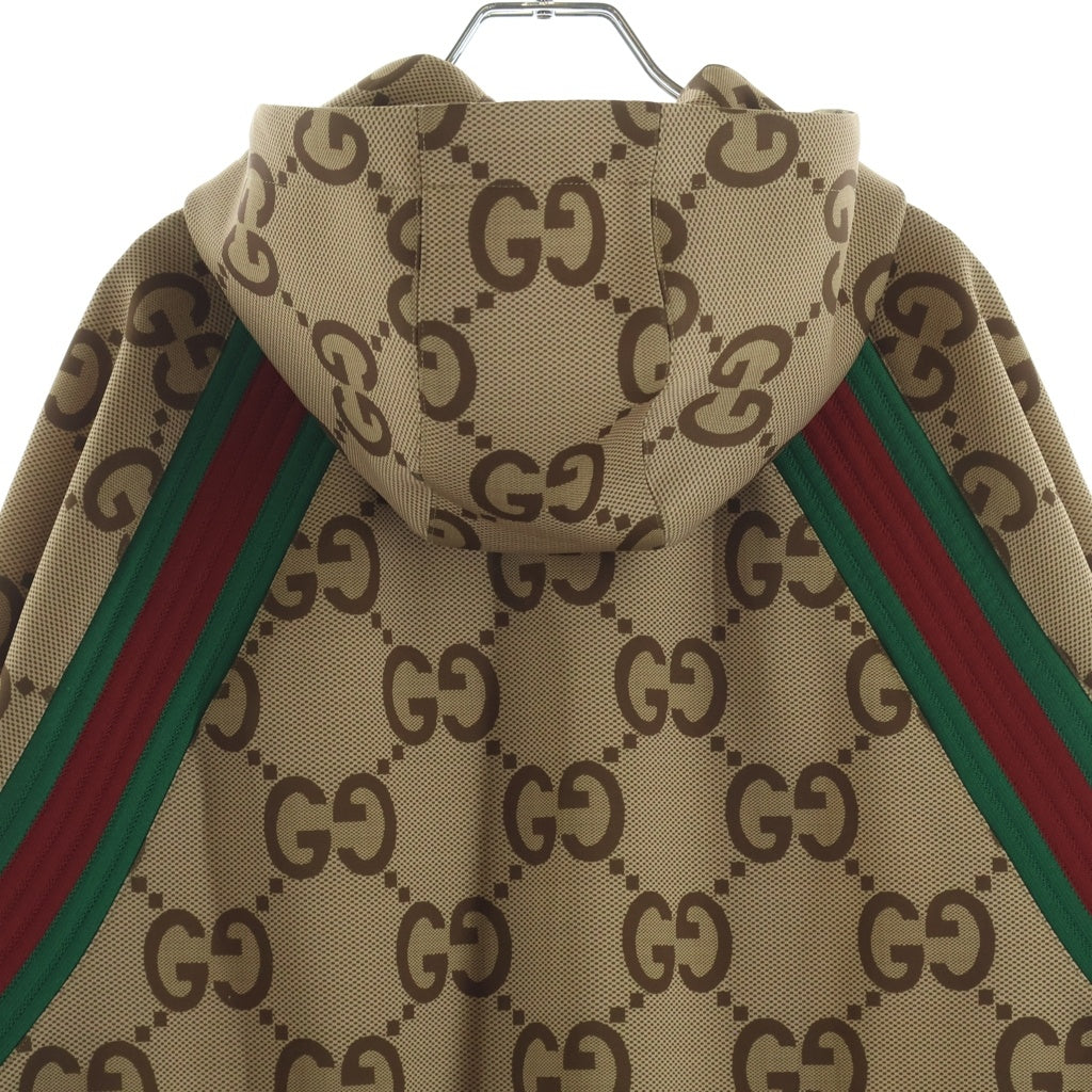 GUCCI(グッチ) Zip-Up Jumbo GG Pattern Hooded Polyester Blouson ジップアップ ジャンボ フーディブルゾン ベージュ 713974 XJETI