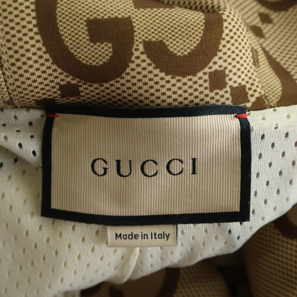 GUCCI(グッチ) Zip-Up Jumbo GG Pattern Hooded Polyester Blouson ジップアップ ジャンボ フーディブルゾン ベージュ 713974 XJETI