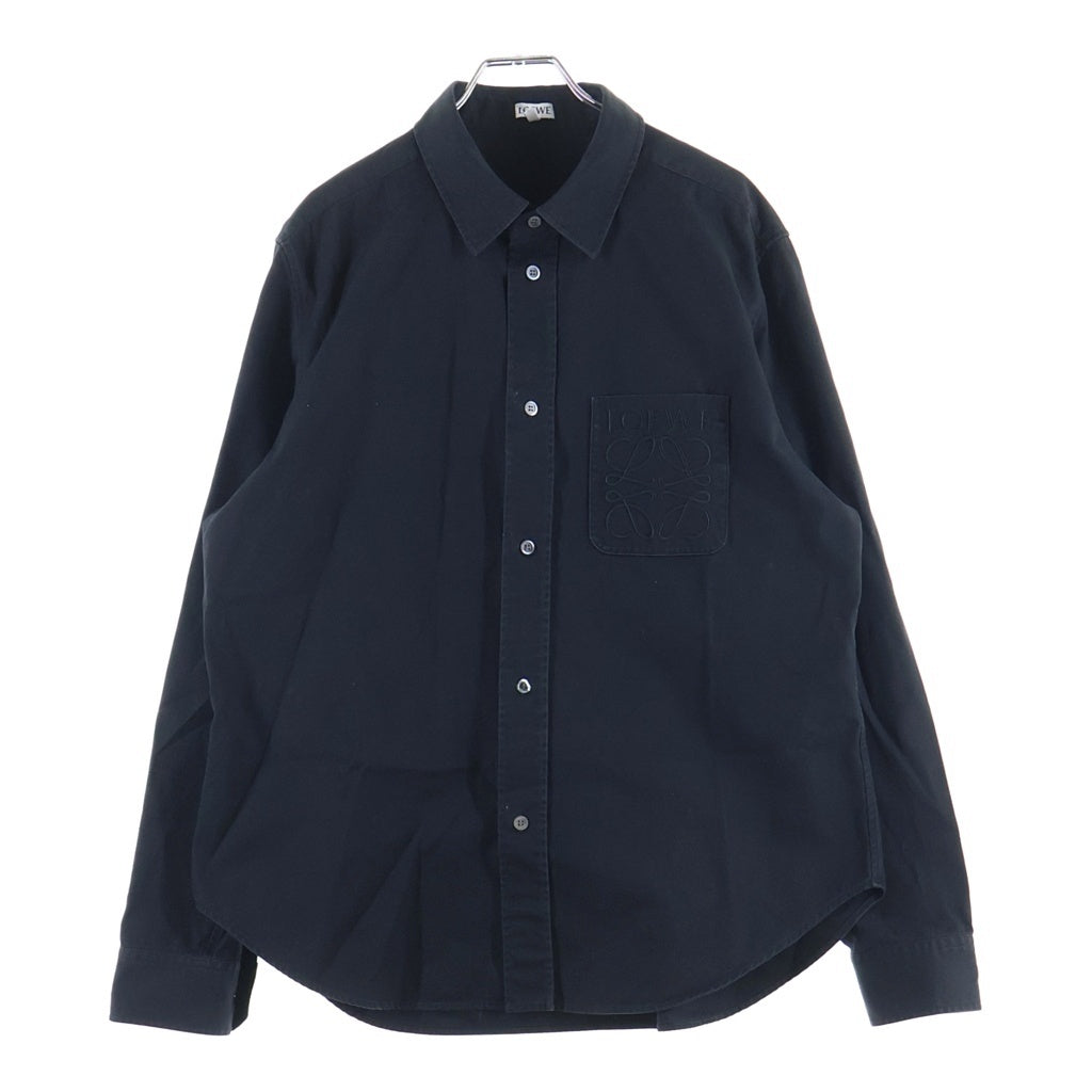LOEWE(ロエベ) Anagram Pocket Shirt アナグラムロゴ刺繍 ポケット 長袖シャツ ブラック H526Y05X82