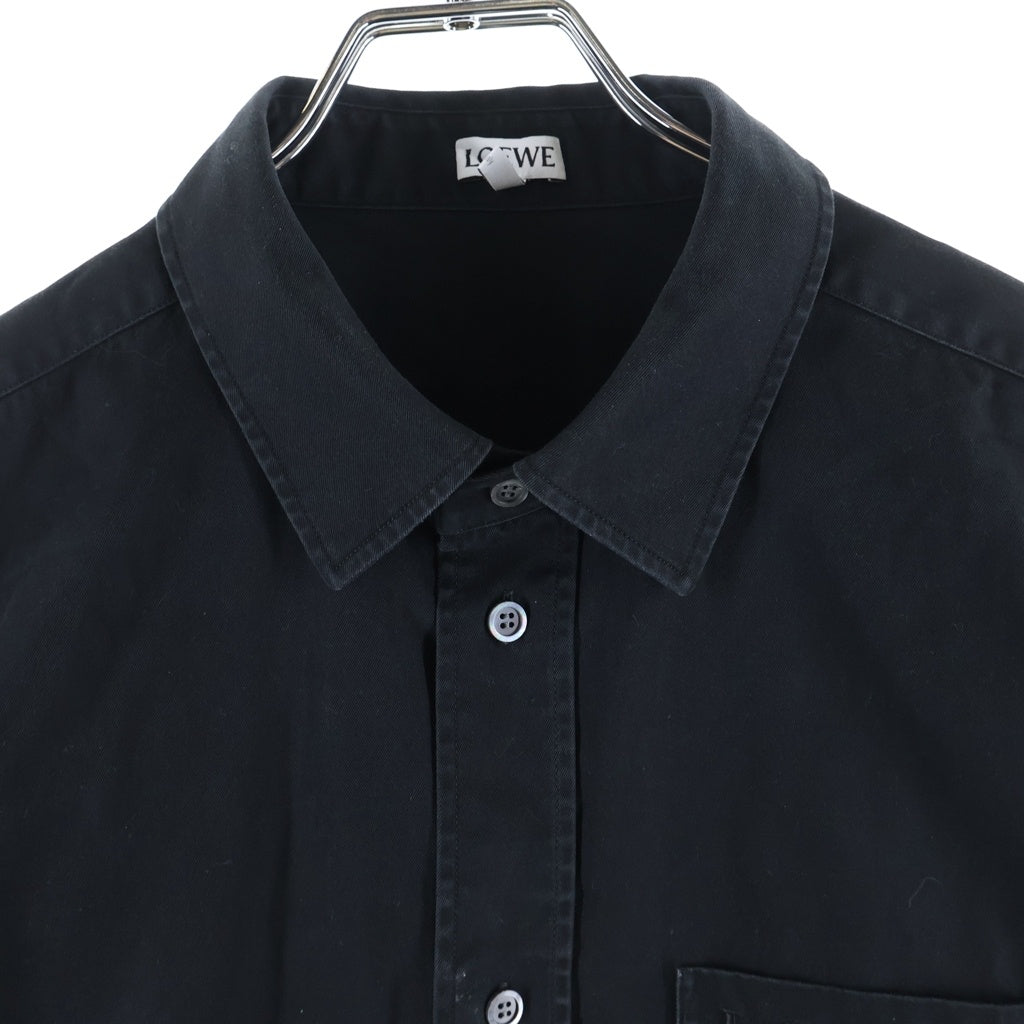 LOEWE(ロエベ) Anagram Pocket Shirt アナグラムロゴ刺繍 ポケット 長袖シャツ ブラック H526Y05X82