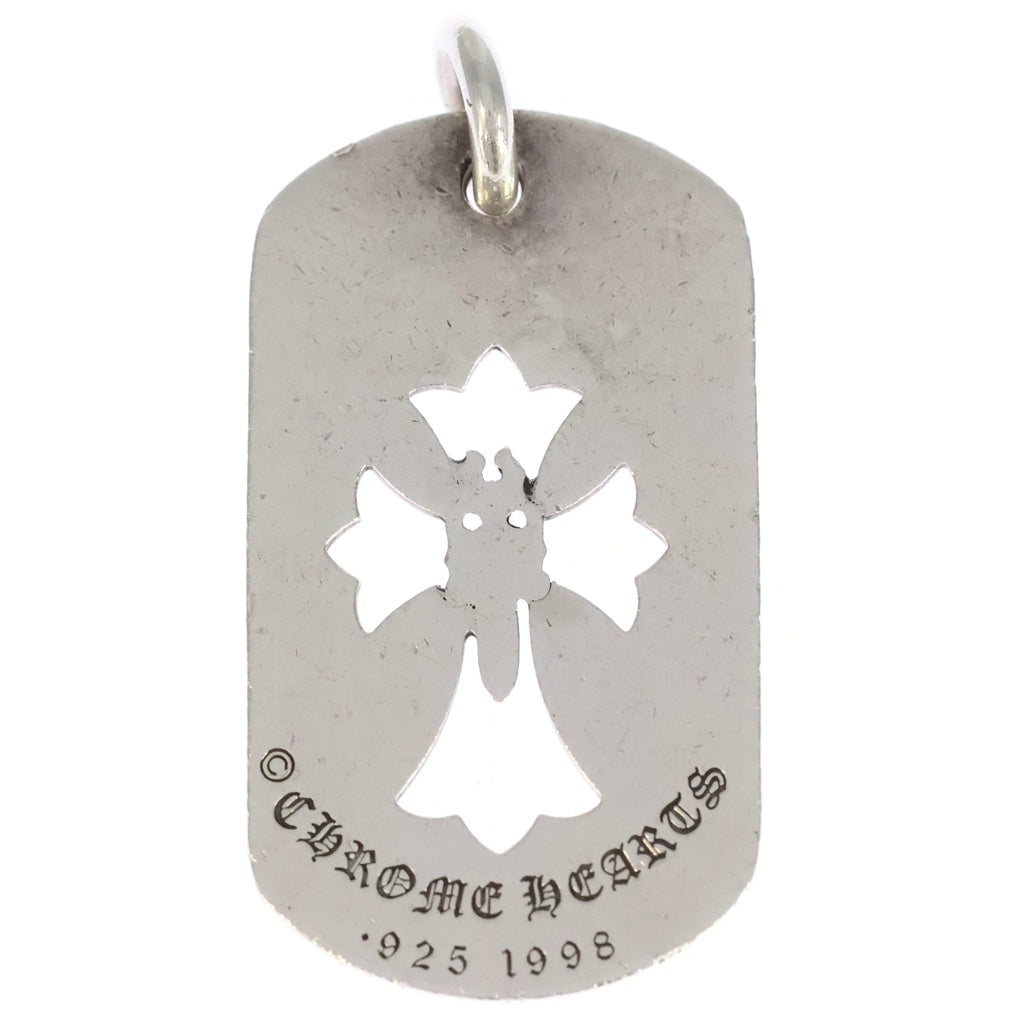 CHROME HEARTS(クロムハーツ) D TAG LRG CROSS DAGG LA FUCK YOU LA限定カットアウトクロスダガー ラージドッグタグ チャーム ペンダントトップ シルバー