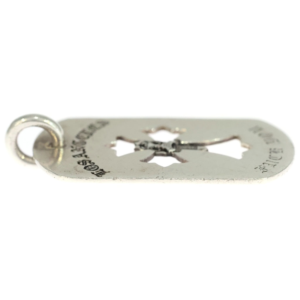 CHROME HEARTS(クロムハーツ) D TAG LRG CROSS DAGG LA FUCK YOU LA限定カットアウトクロスダガー ラージドッグタグ チャーム ペンダントトップ シルバー
