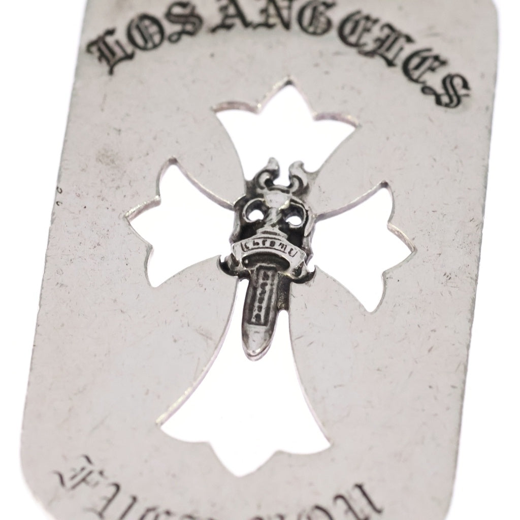 CHROME HEARTS(クロムハーツ) D TAG LRG CROSS DAGG LA FUCK YOU LA限定カットアウトクロスダガー ラージドッグタグ チャーム ペンダントトップ シルバー