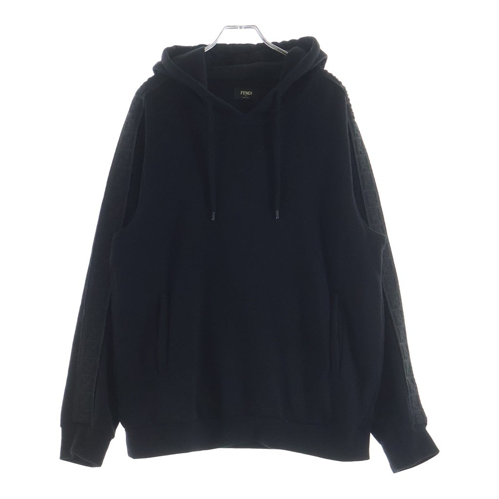 FENDI(フェンディ) ズッカ柄サイドライン プルオーバースウェットパーカー ブラック FY0981 A2F1