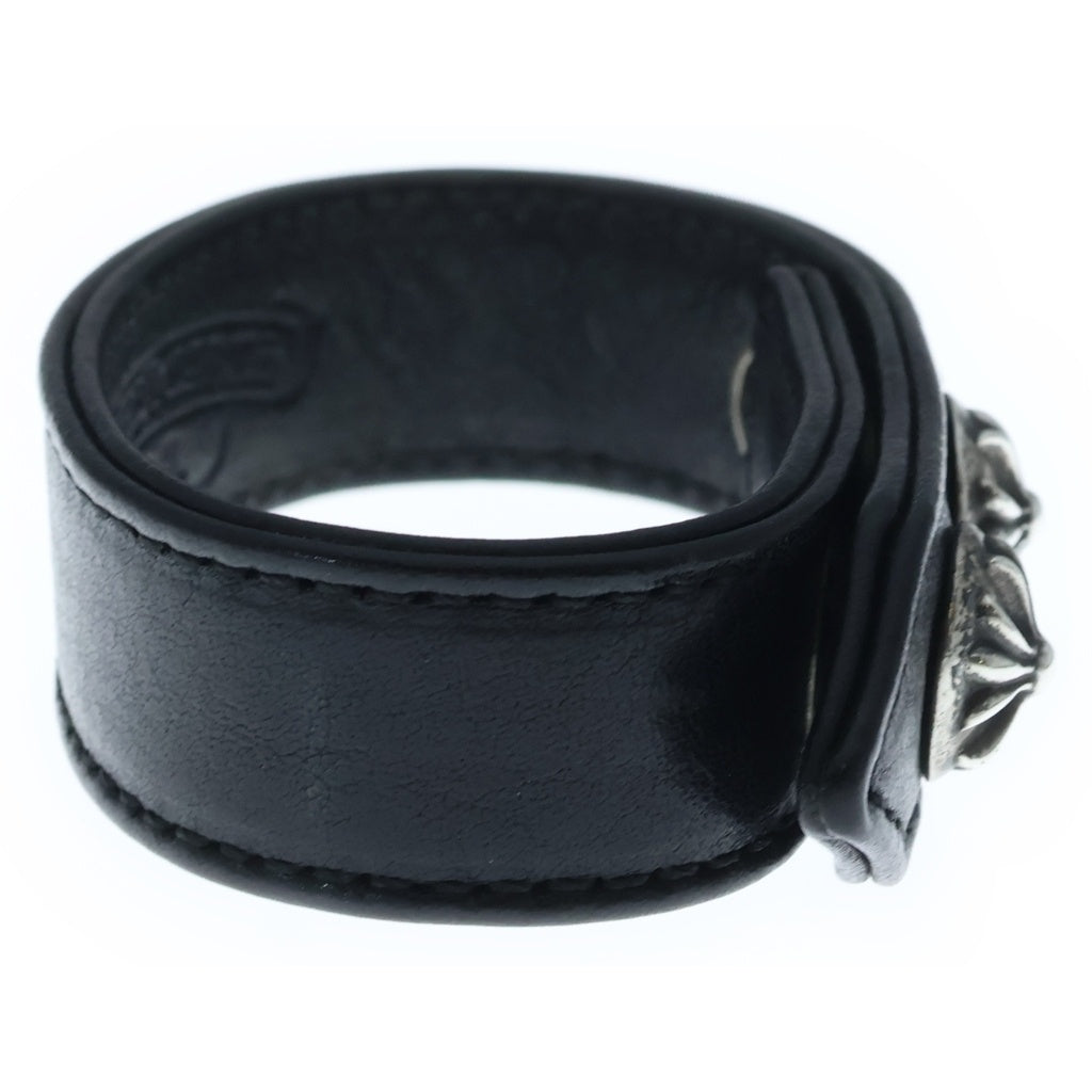 CHROME HEARTS(クロムハーツ) 3BTN 2SNP クロスボール 3ボタン2スナップ レザーブレスレット ブラック/シルバー BCA123 -