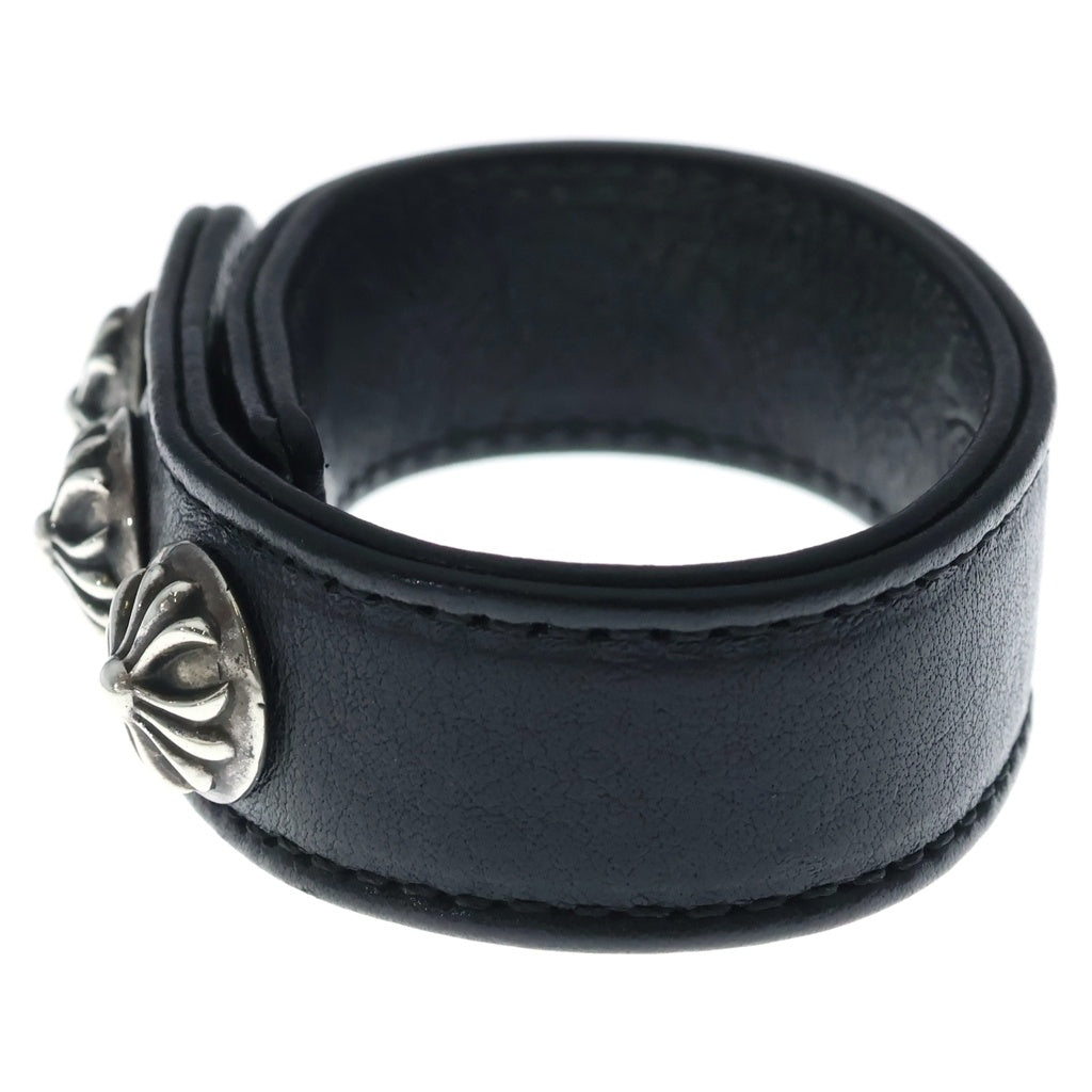 CHROME HEARTS(クロムハーツ) 3BTN 2SNP クロスボール 3ボタン2スナップ レザーブレスレット ブラック/シルバー BCA123 -