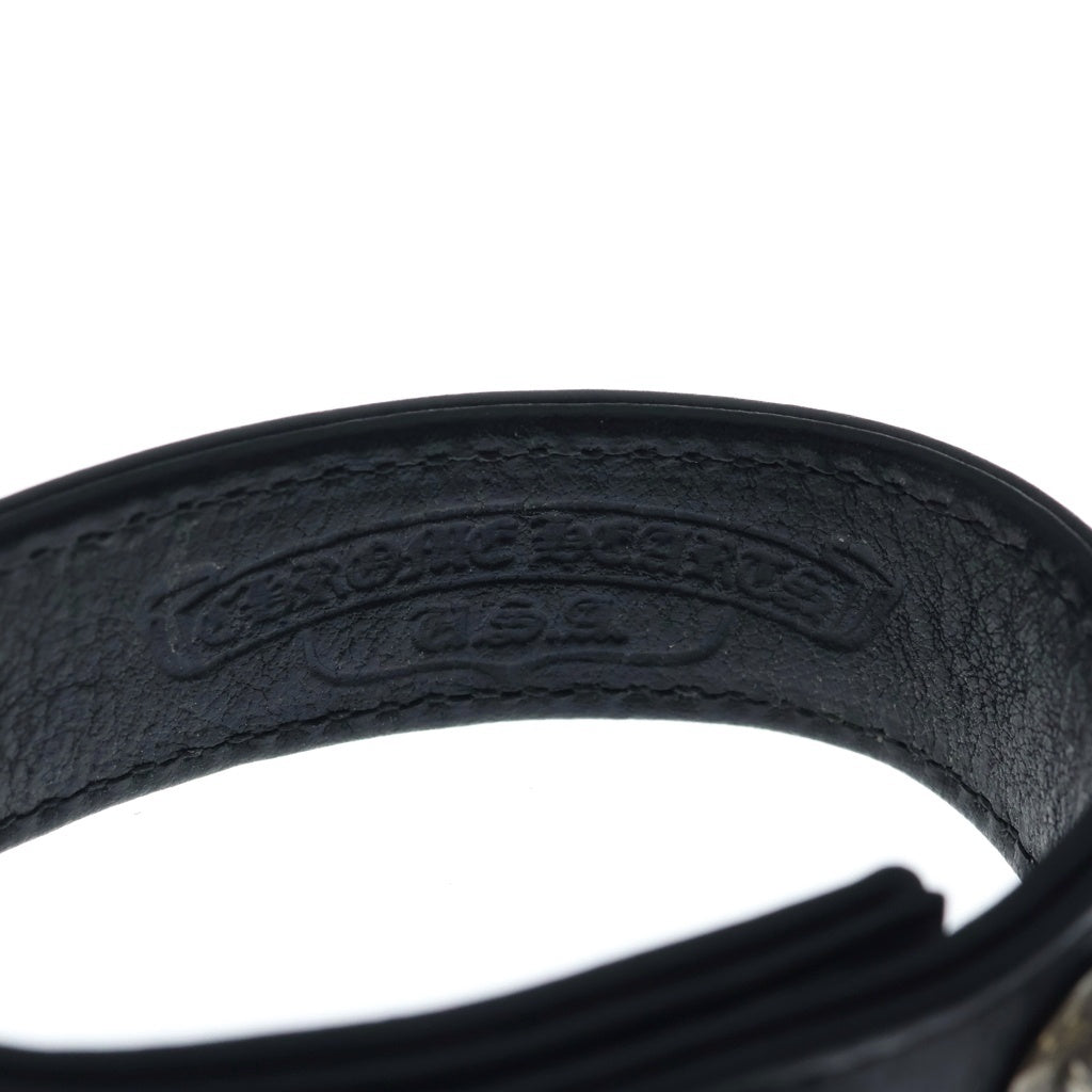 CHROME HEARTS(クロムハーツ) 3BTN 2SNP クロスボール 3ボタン2スナップ レザーブレスレット ブラック/シルバー BCA123 -