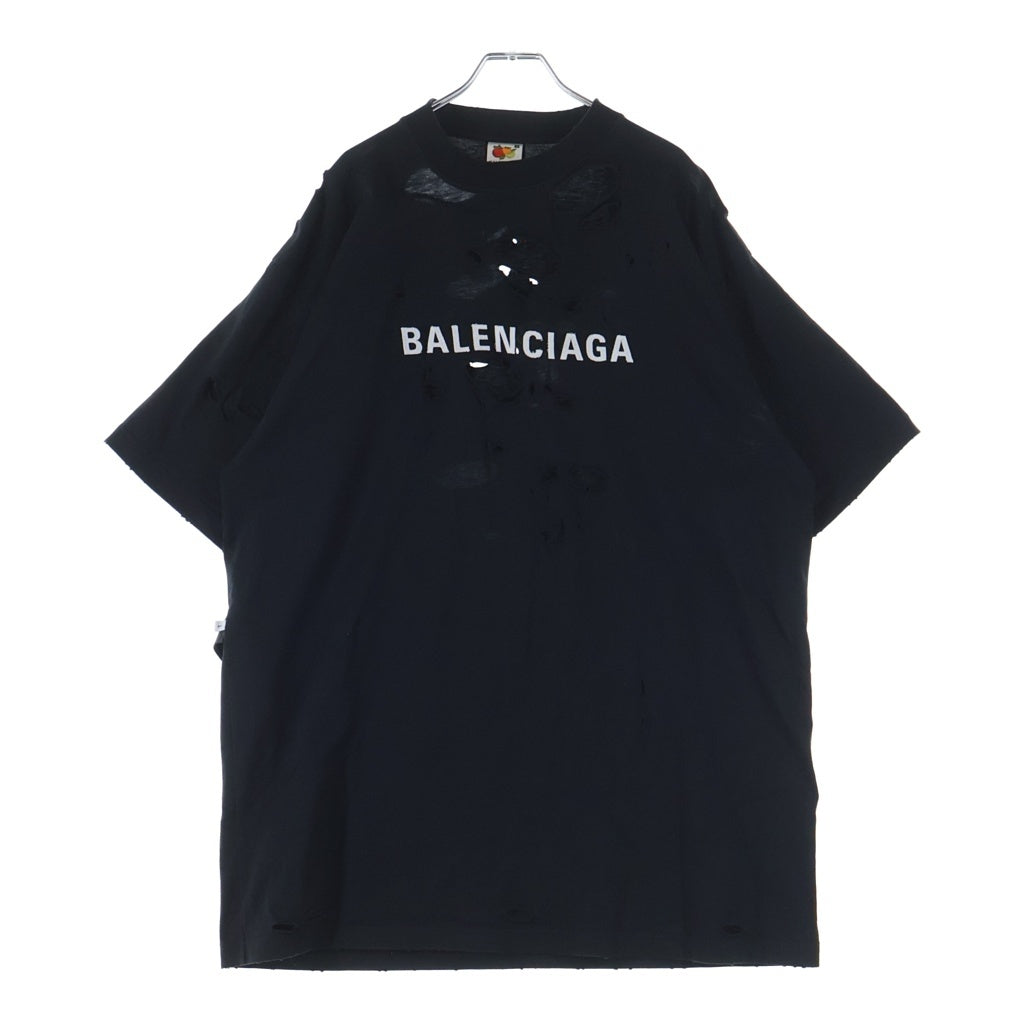 BALENCIAGA(バレンシアガ) DESTROY INSIDE OUT デストロイ インサイドアウト クルーネック半袖カットソー ブラック 720198 TQVP3