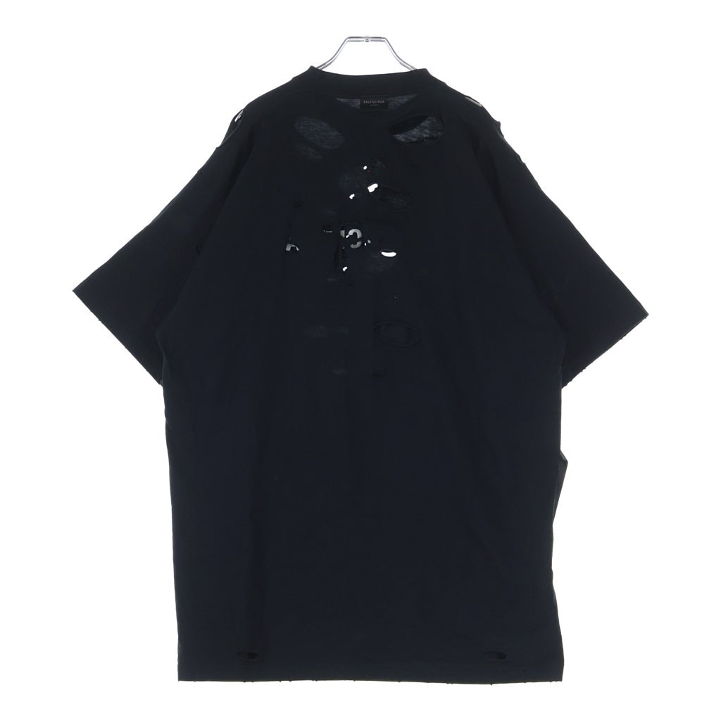 BALENCIAGA(バレンシアガ) DESTROY INSIDE OUT デストロイ インサイドアウト クルーネック半袖カットソー ブラック 720198 TQVP3
