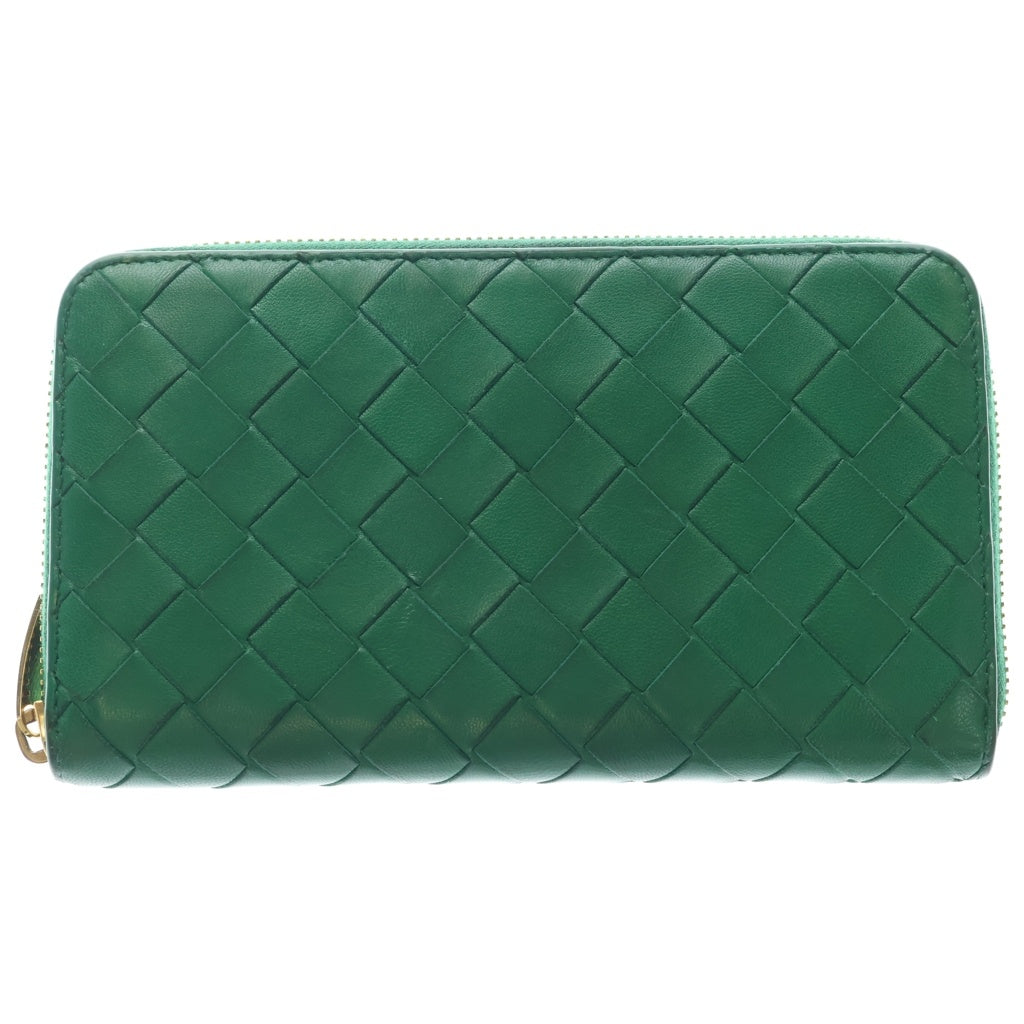 BOTTEGA VENETA(ボッテガヴェネタ) Zip Around Wallet イントレチャート ジップ アラウンド ウォレット 長財布 グリーン 608053 レディース