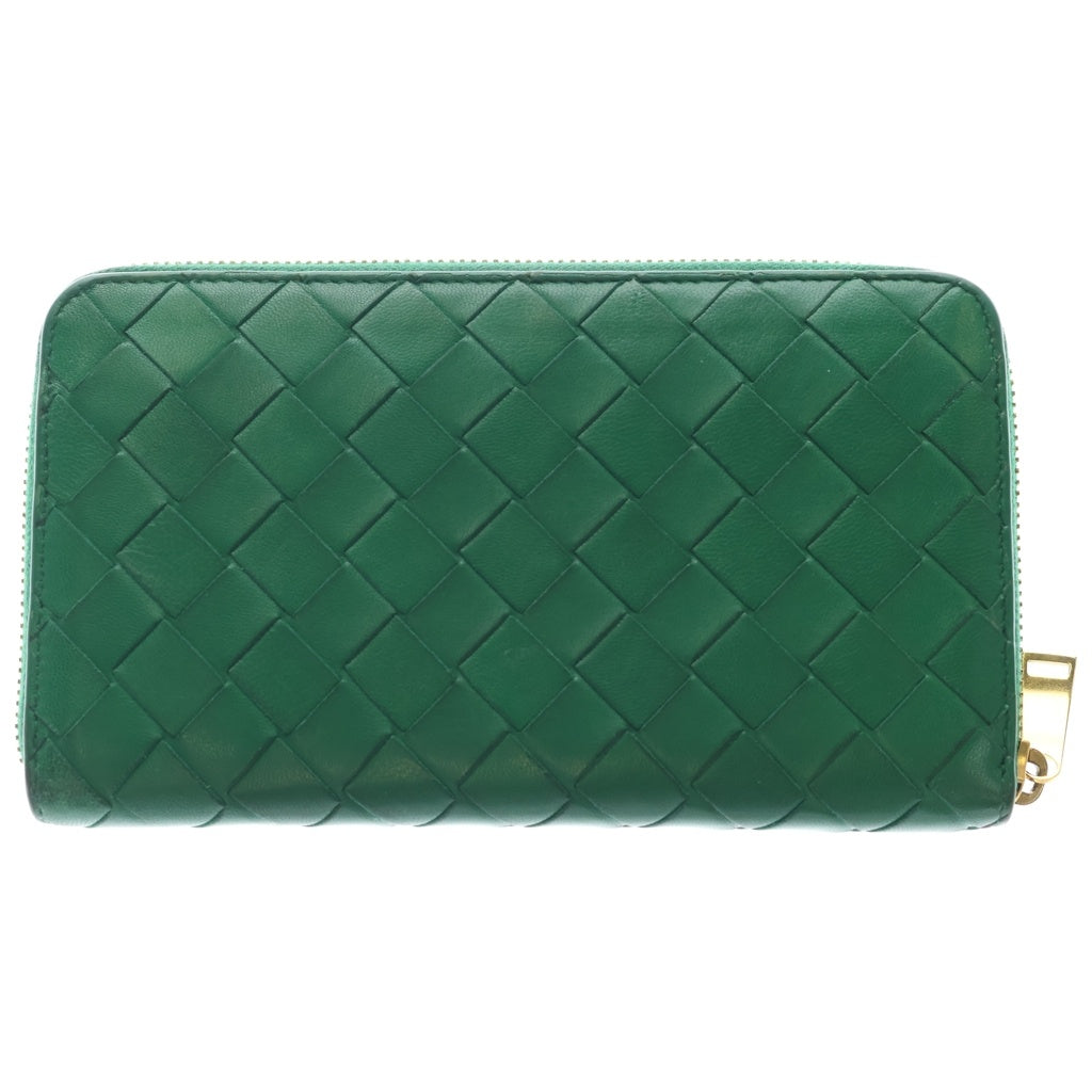 BOTTEGA VENETA(ボッテガヴェネタ) Zip Around Wallet イントレチャート ジップ アラウンド ウォレット 長財布 グリーン 608053 レディース