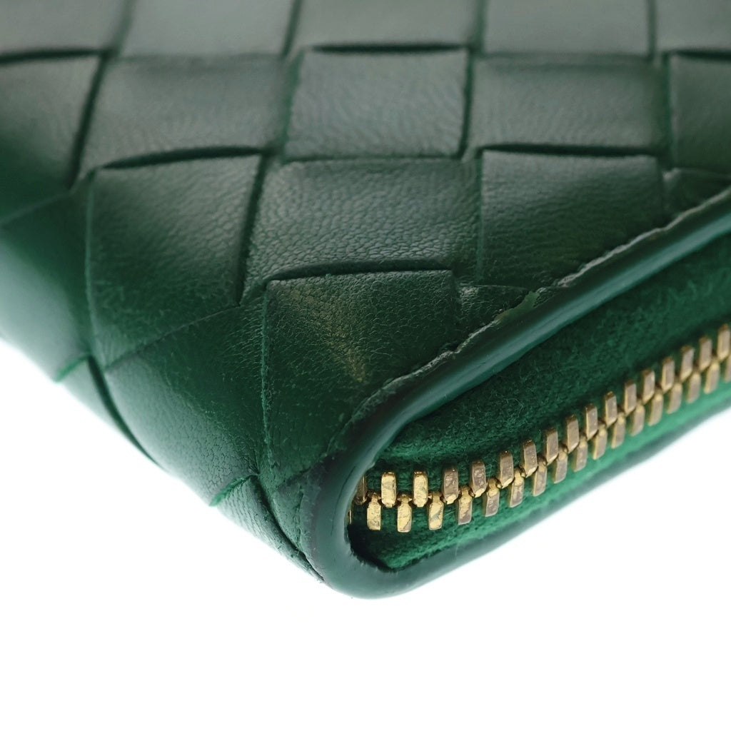 BOTTEGA VENETA(ボッテガヴェネタ) Zip Around Wallet イントレチャート ジップ アラウンド ウォレット 長財布 グリーン 608053 レディース