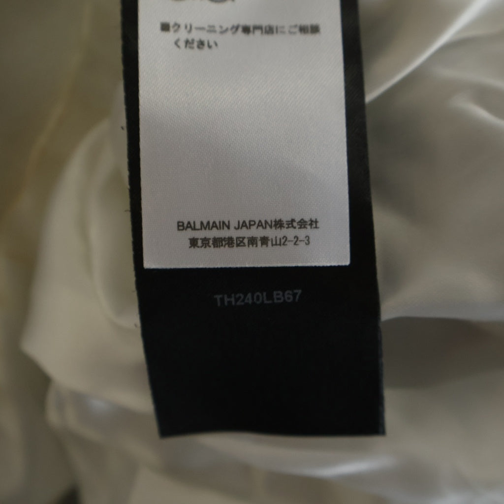 BALMAIN(バルマン) グラフィックプリント レザーフーデットジャケット ホワイト TH240LB67