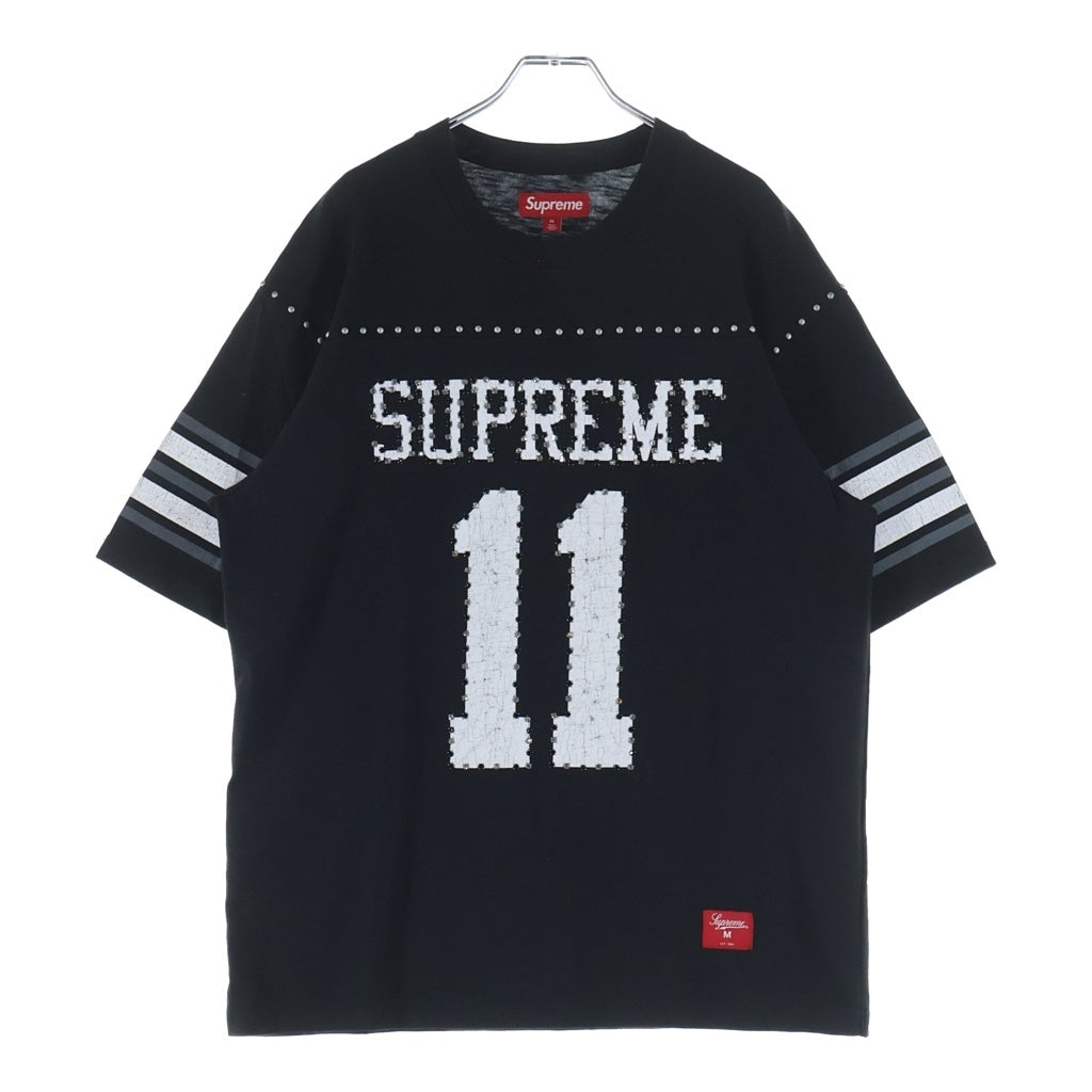 SUPREME(シュプリーム) 26SS Studded Football S/S Top スタッズ フットボールプリント クルーネック半袖カットソーTシャツ ブラック